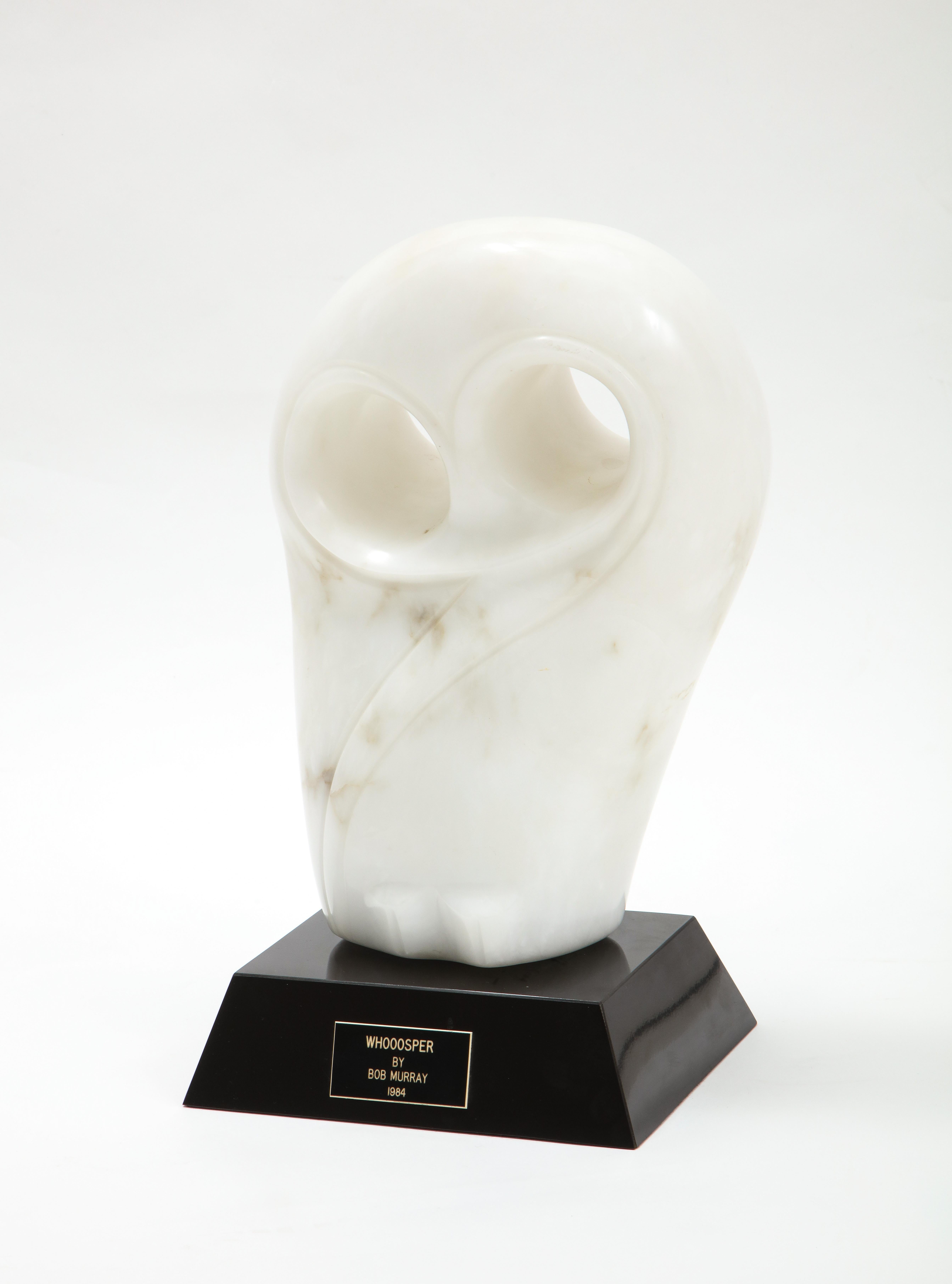 Mid-Century Modern Carrara Marble Abstract Owl Sculpture For Sale 7