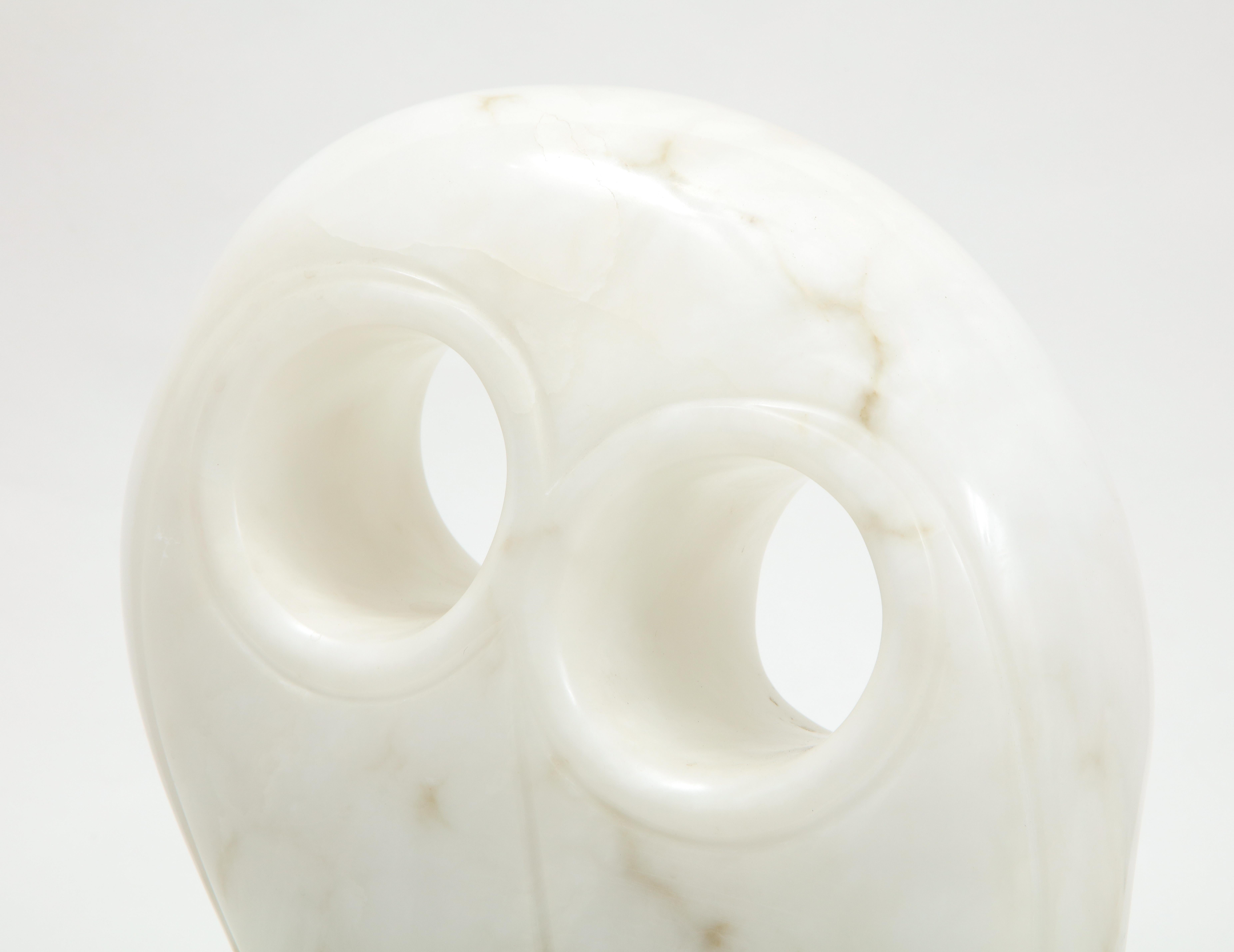 Mid-Century Modern Carrara Marble Abstract Owl Sculpture For Sale 2