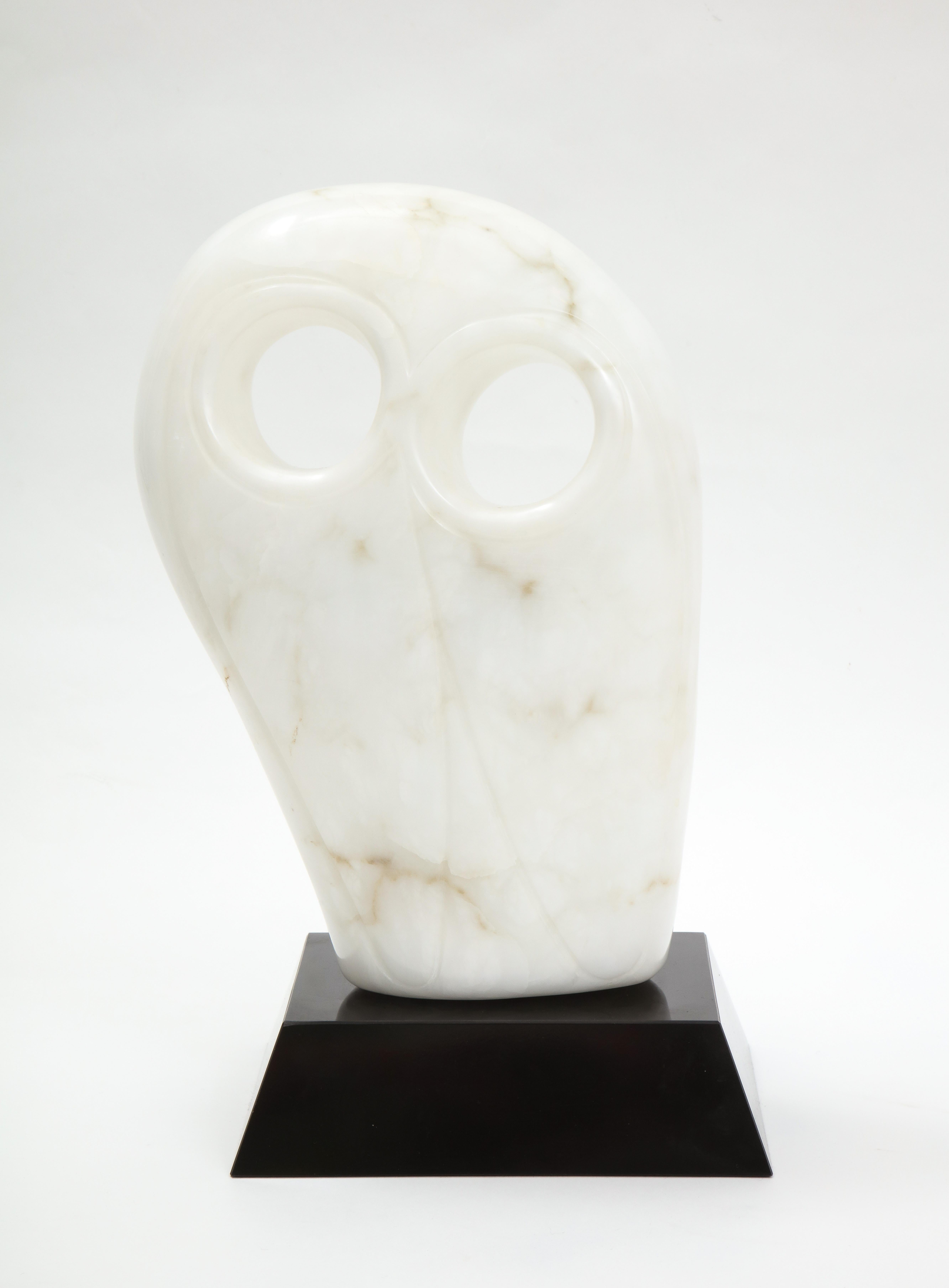 Mid-Century Modern Carrara Marble Abstract Owl Sculpture For Sale 3
