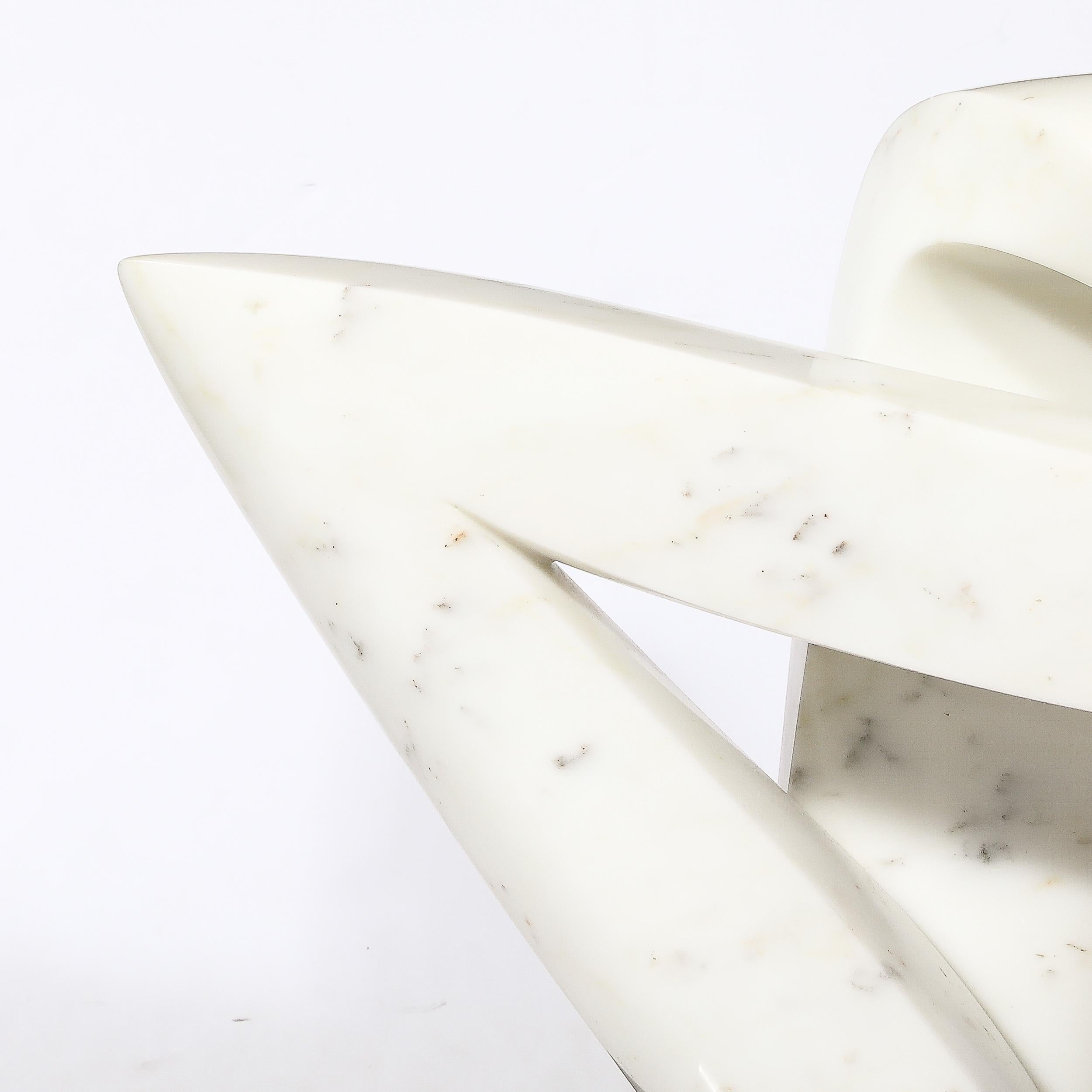 American Mid-Century Modern Carrara Marble Abstract Sculpture For Sale