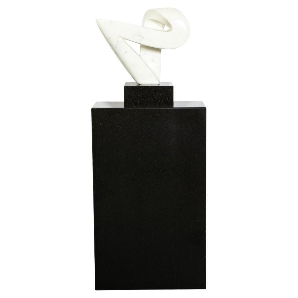 Mid-Century Modern Carrara Marble Abstract Sculpture on Black Granite Base For Sale