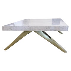 Mid-Century Modern Carrara Marble and Brass Coffee Table, Mexico, 1960s