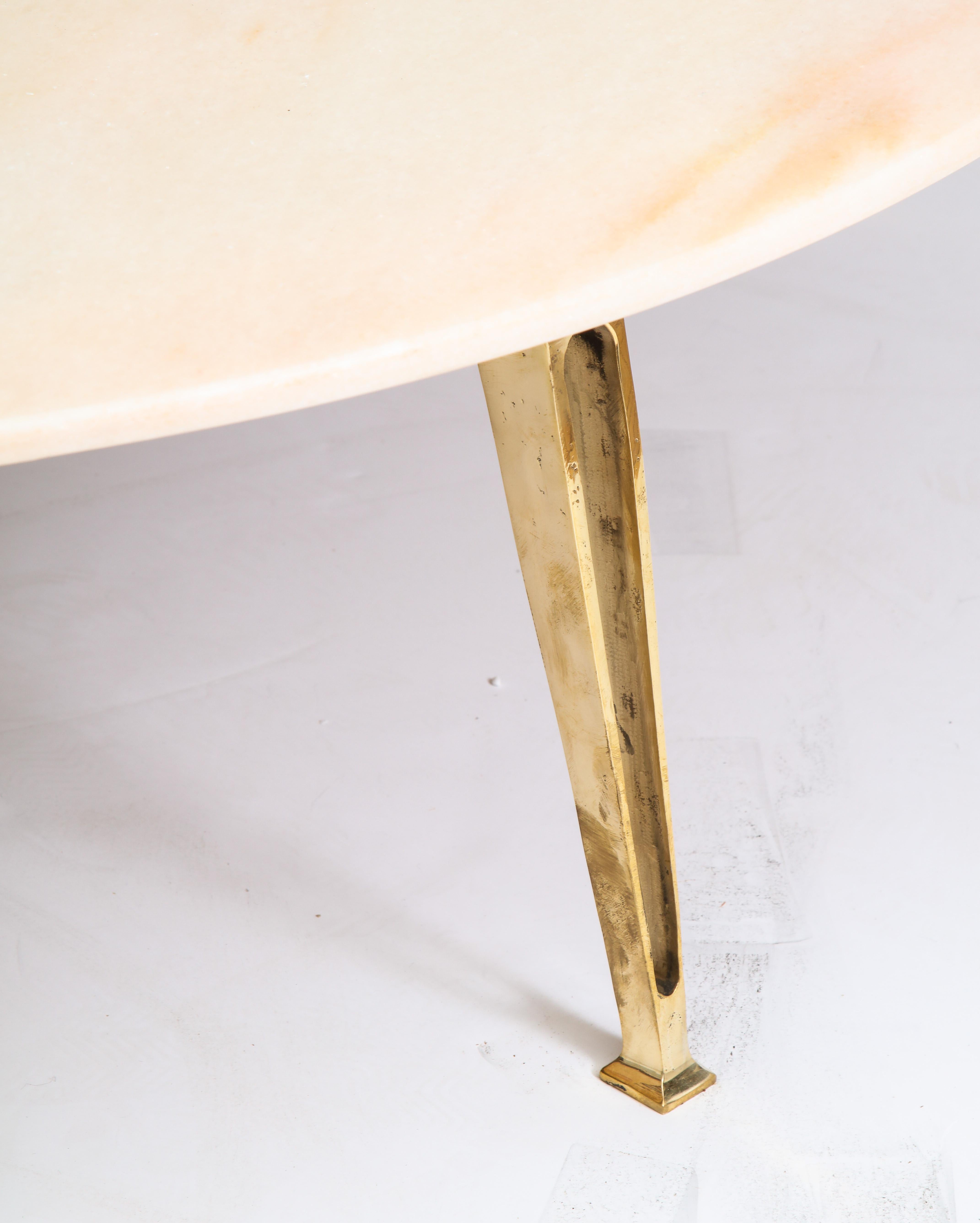 Mid-Century Modern Carrara Marble and Brass Round Coffee Table, Italy ...