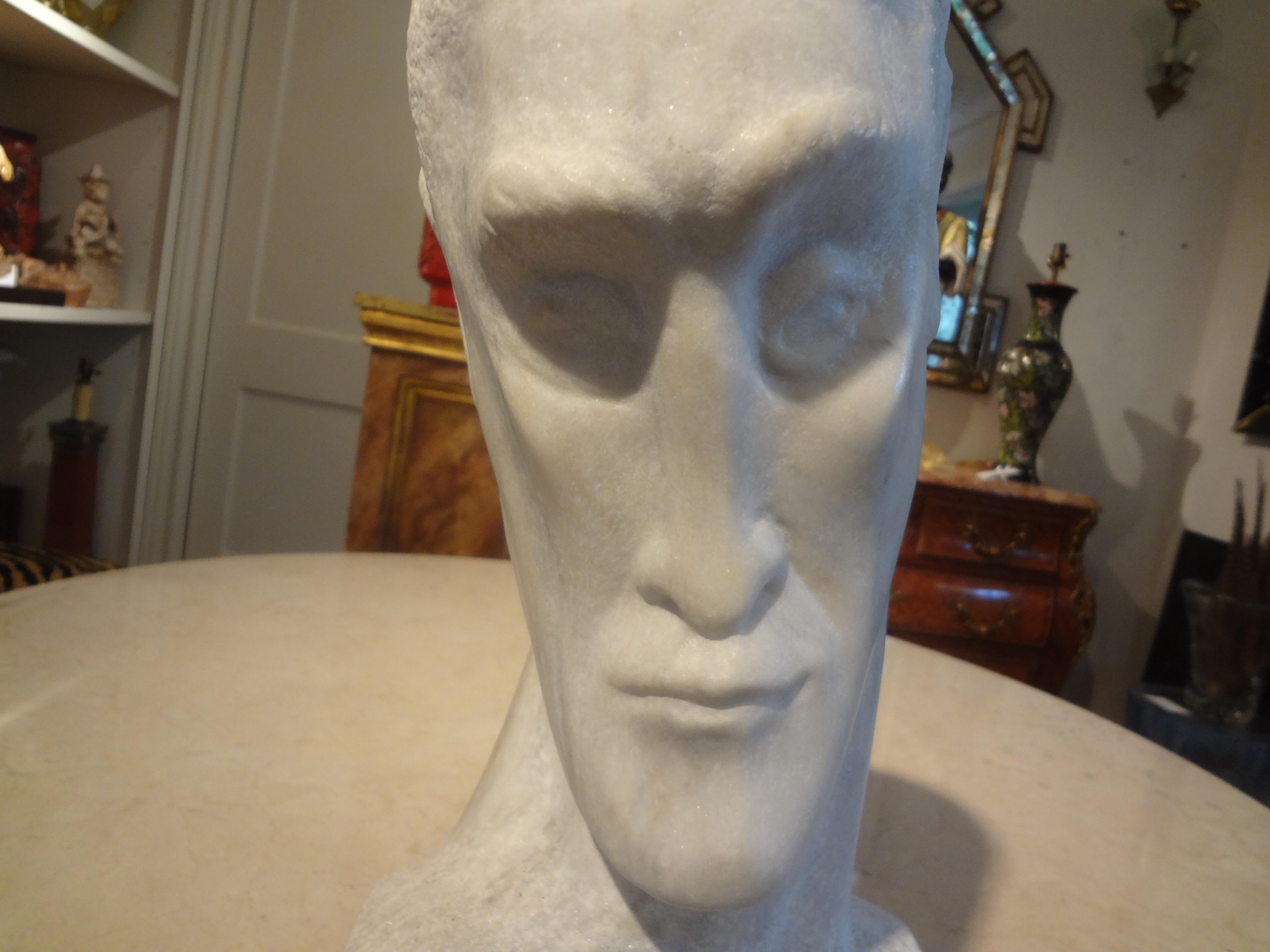 Mid-Century Modern Carrara Marble Bust For Sale 6