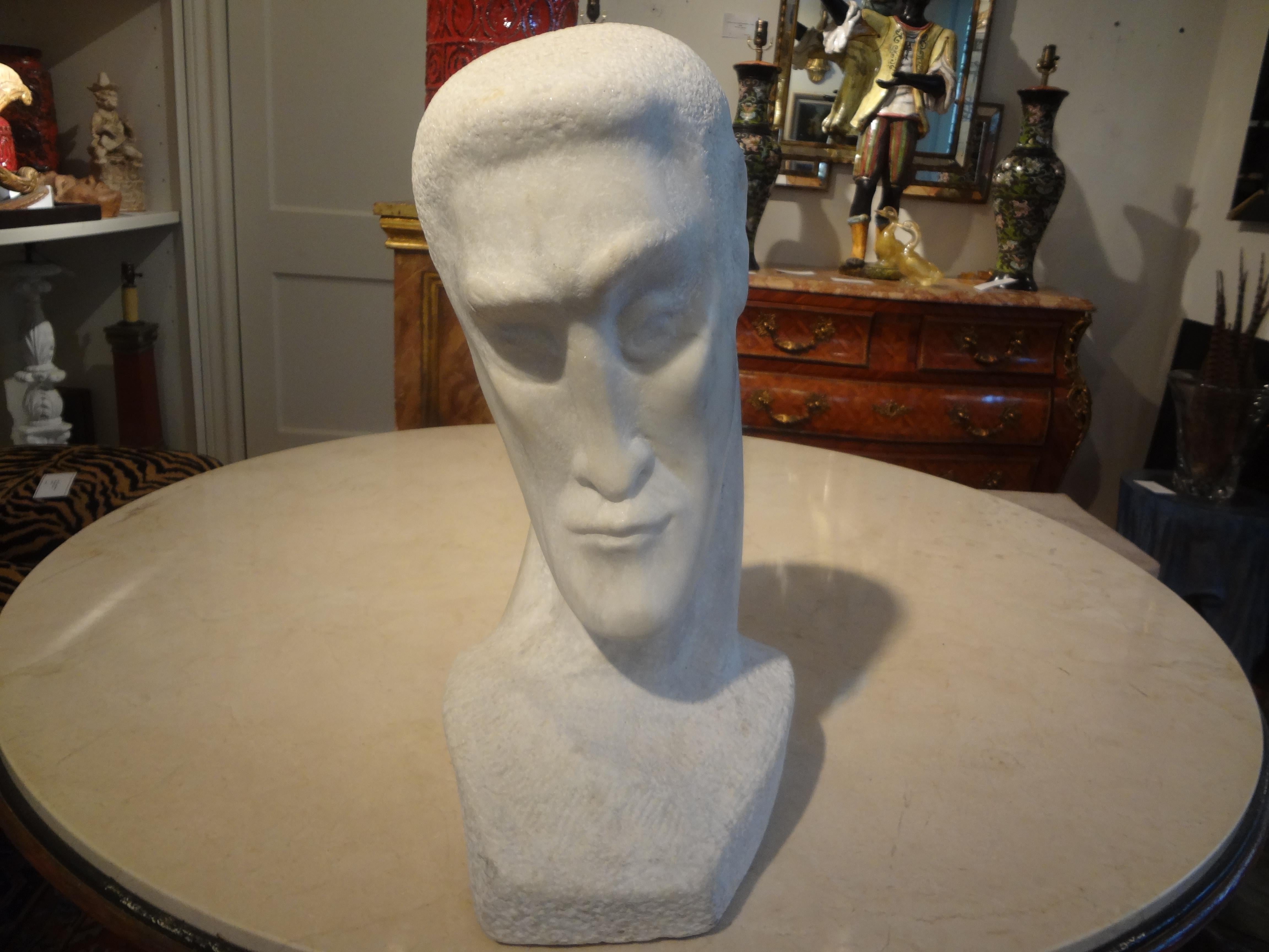 Mid-20th Century Mid-Century Modern Carrara Marble Bust For Sale