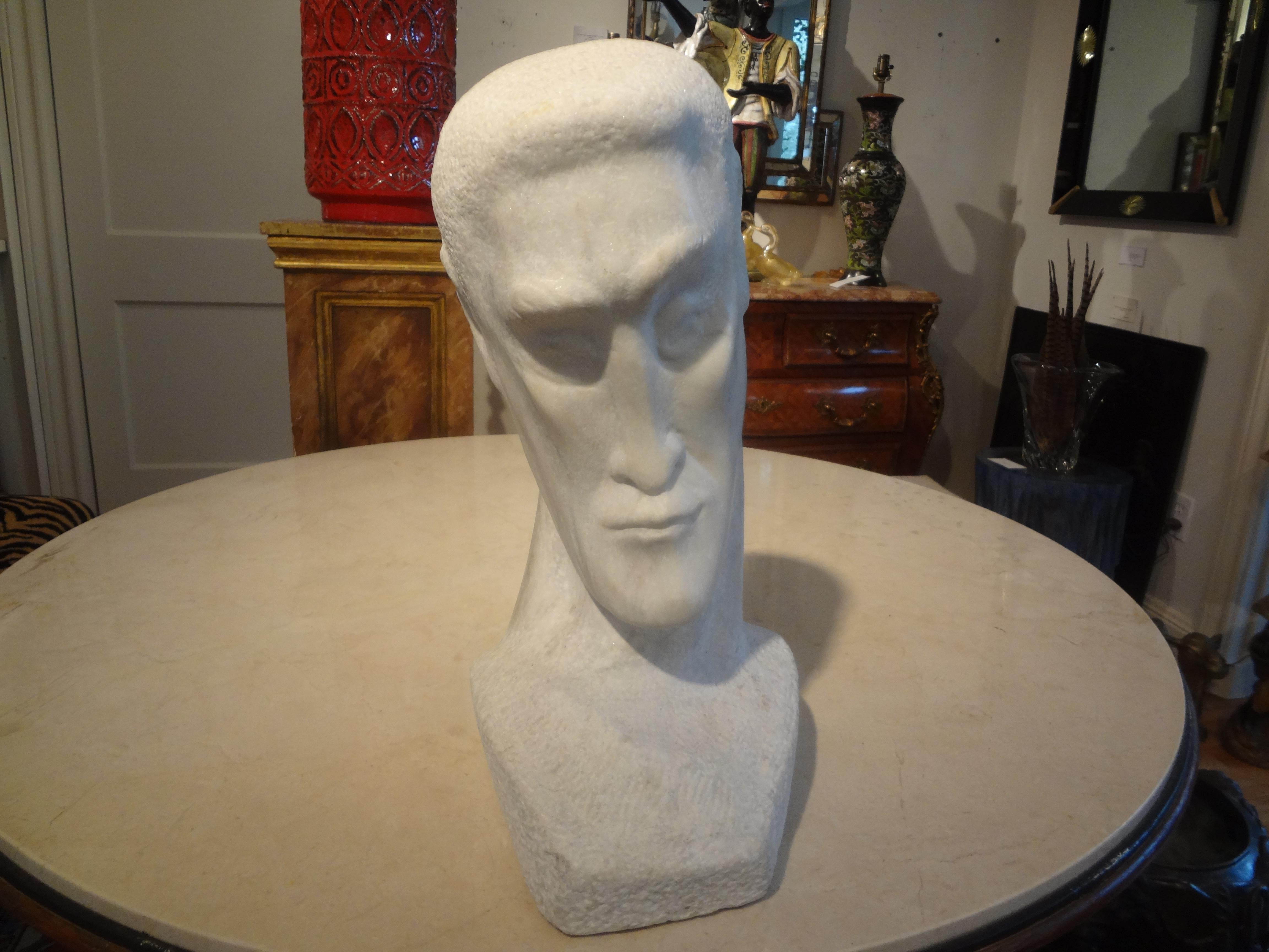 Mid-Century Modern Carrara Marble Bust For Sale 1