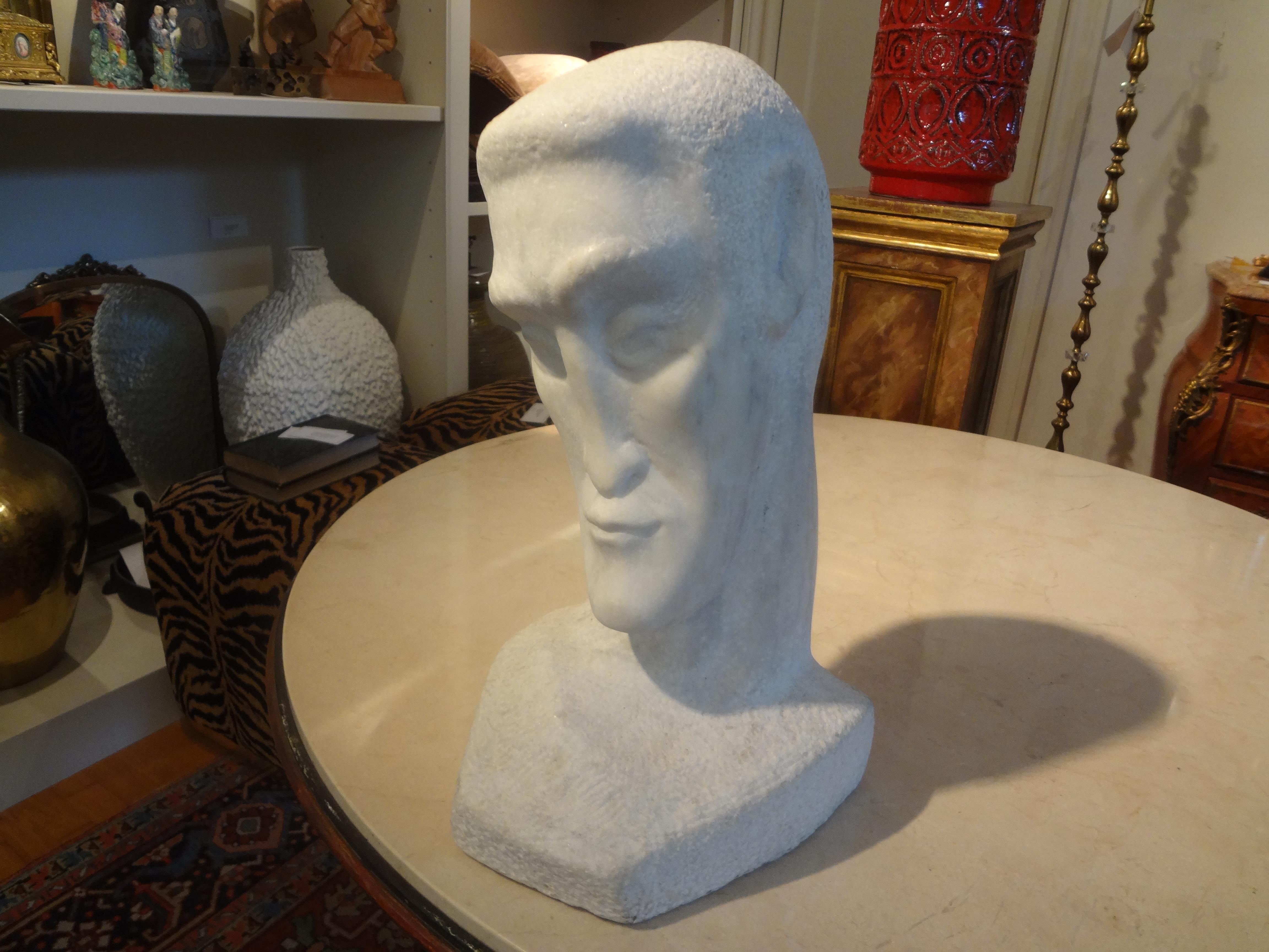 Mid-Century Modern Carrara Marble Bust For Sale 2