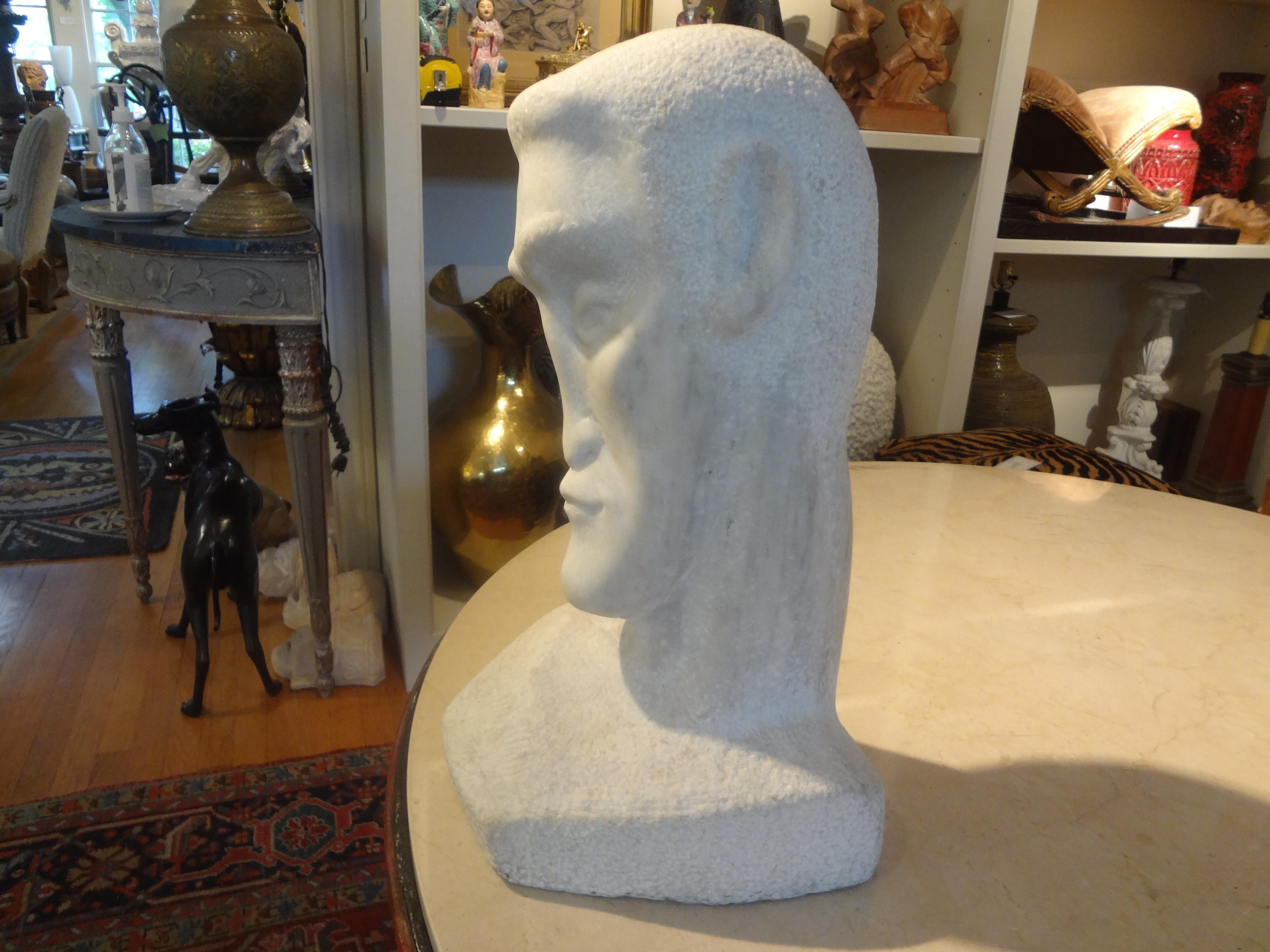 Mid-Century Modern Carrara Marble Bust For Sale 3