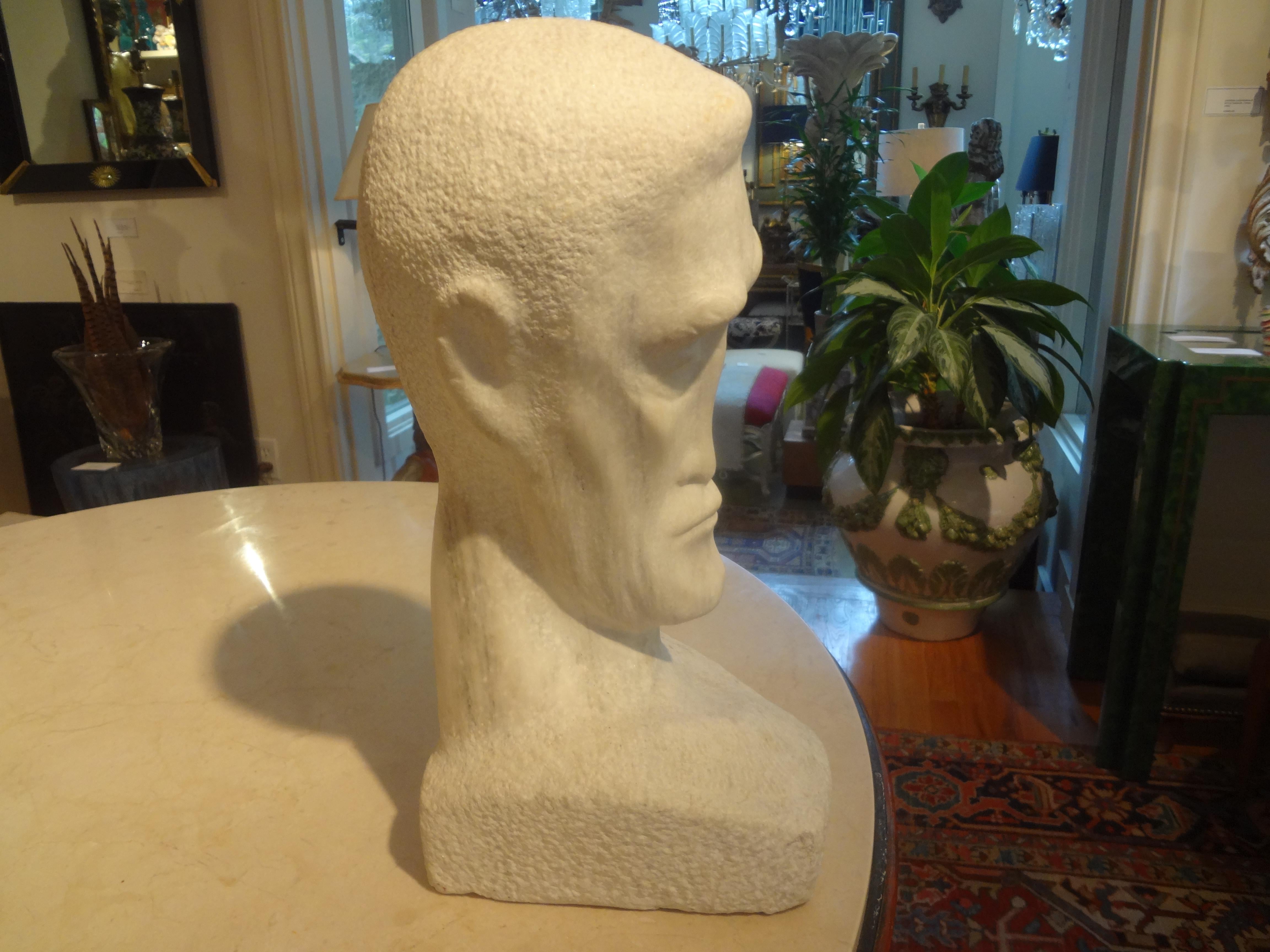 Mid-Century Modern Carrara Marble Bust For Sale 4