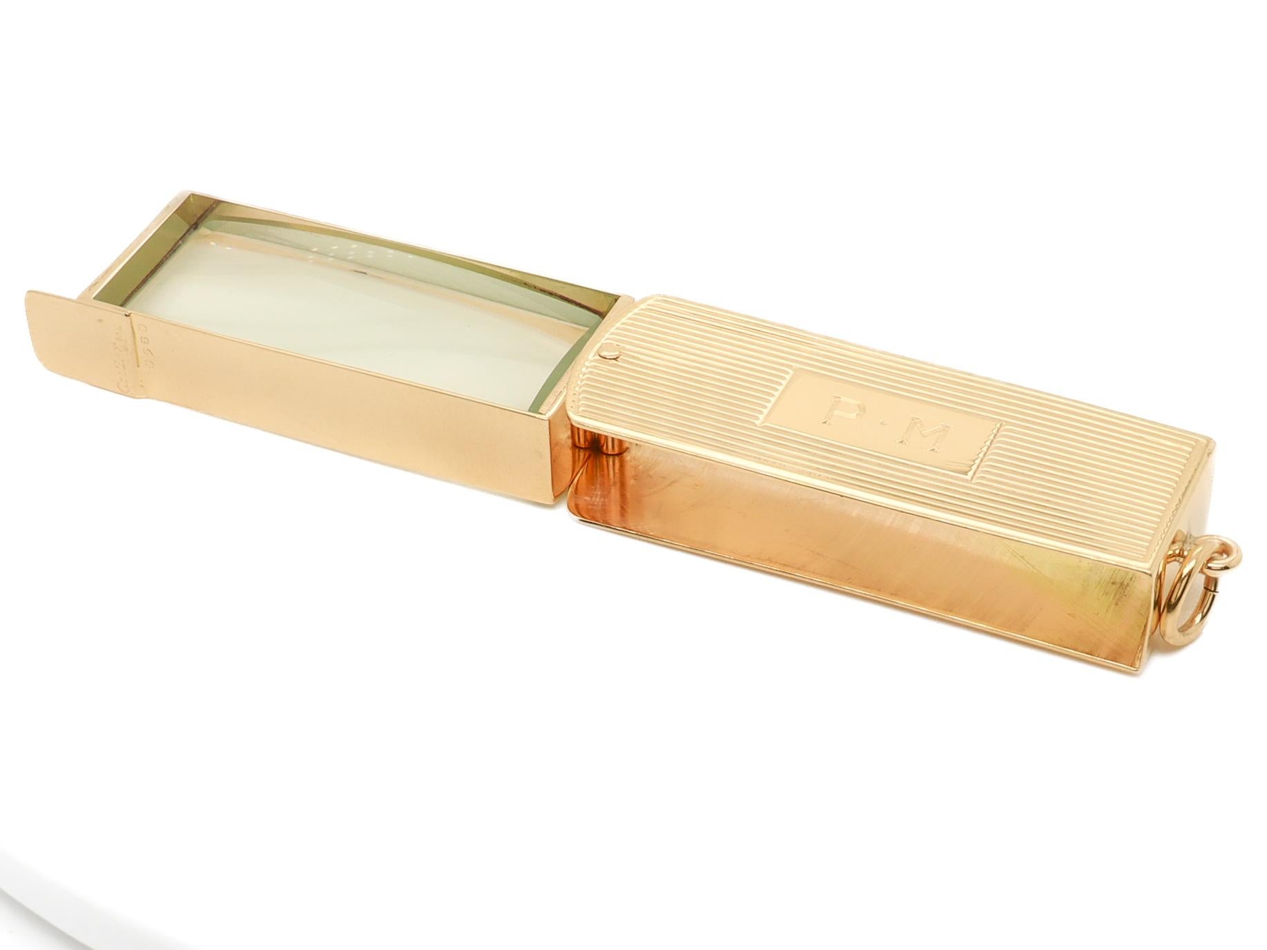Mid-Century Modern Cartier 14k Gold Klappbares Loupe- oder Vergrößerungsglas, Mid-Century Modern 3
