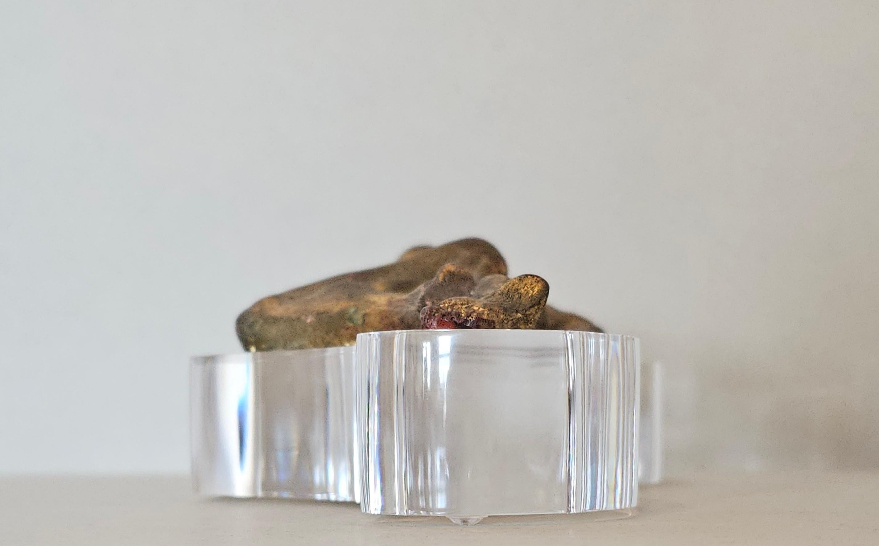 Mid-Century Modern Carved Giltwood Figure on Lucite Sculpture For Sale 5