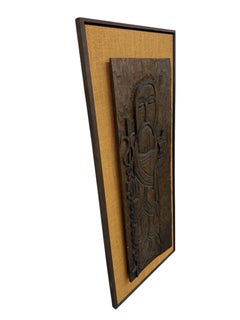 Mid-Century Modern Carved Jesus Religious Wall Art