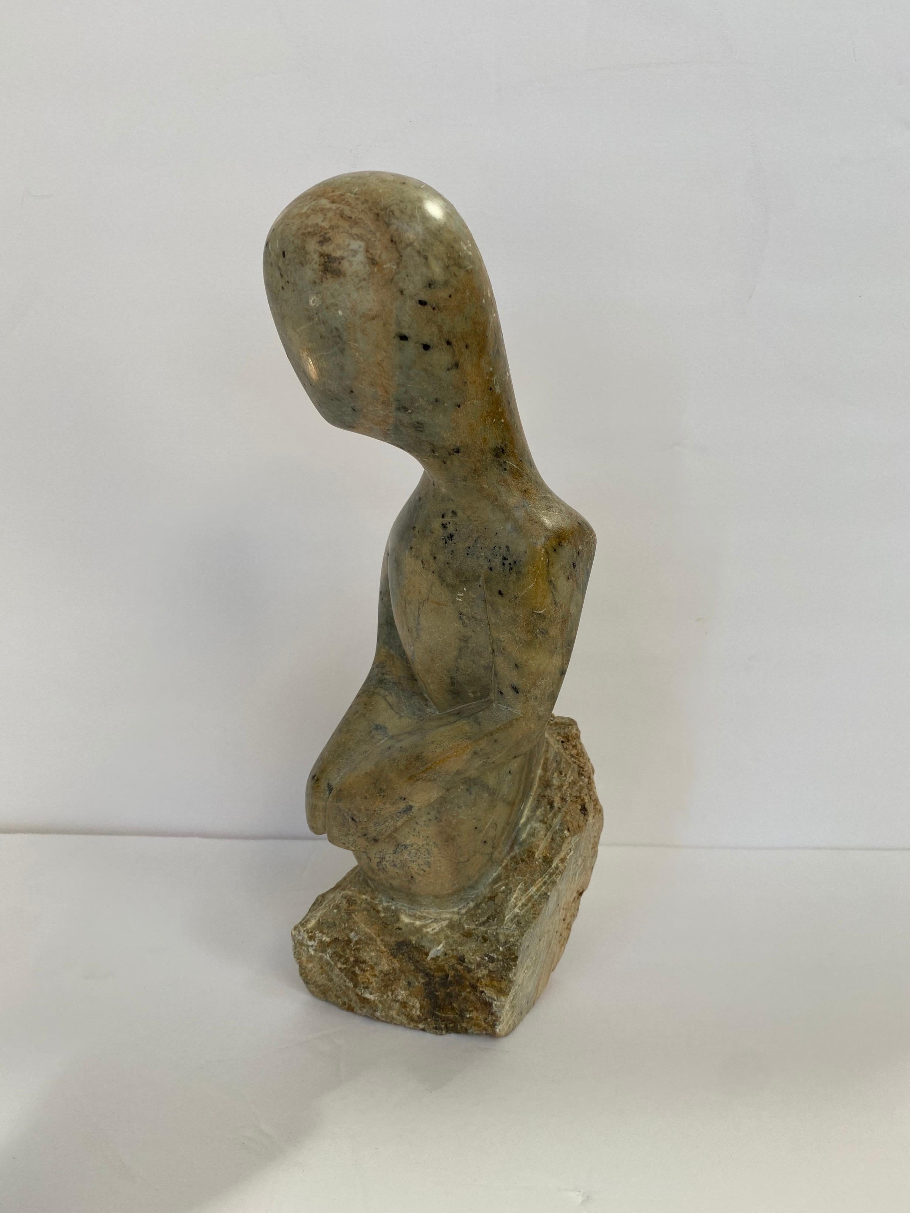 Stone Mid-Century Modern Carved Marble Figural Sculpture For Sale