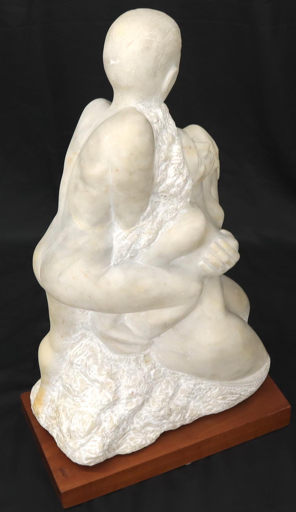 Mid-Century Modern Carved Marble Sculpture on Walnut Base For Sale 6