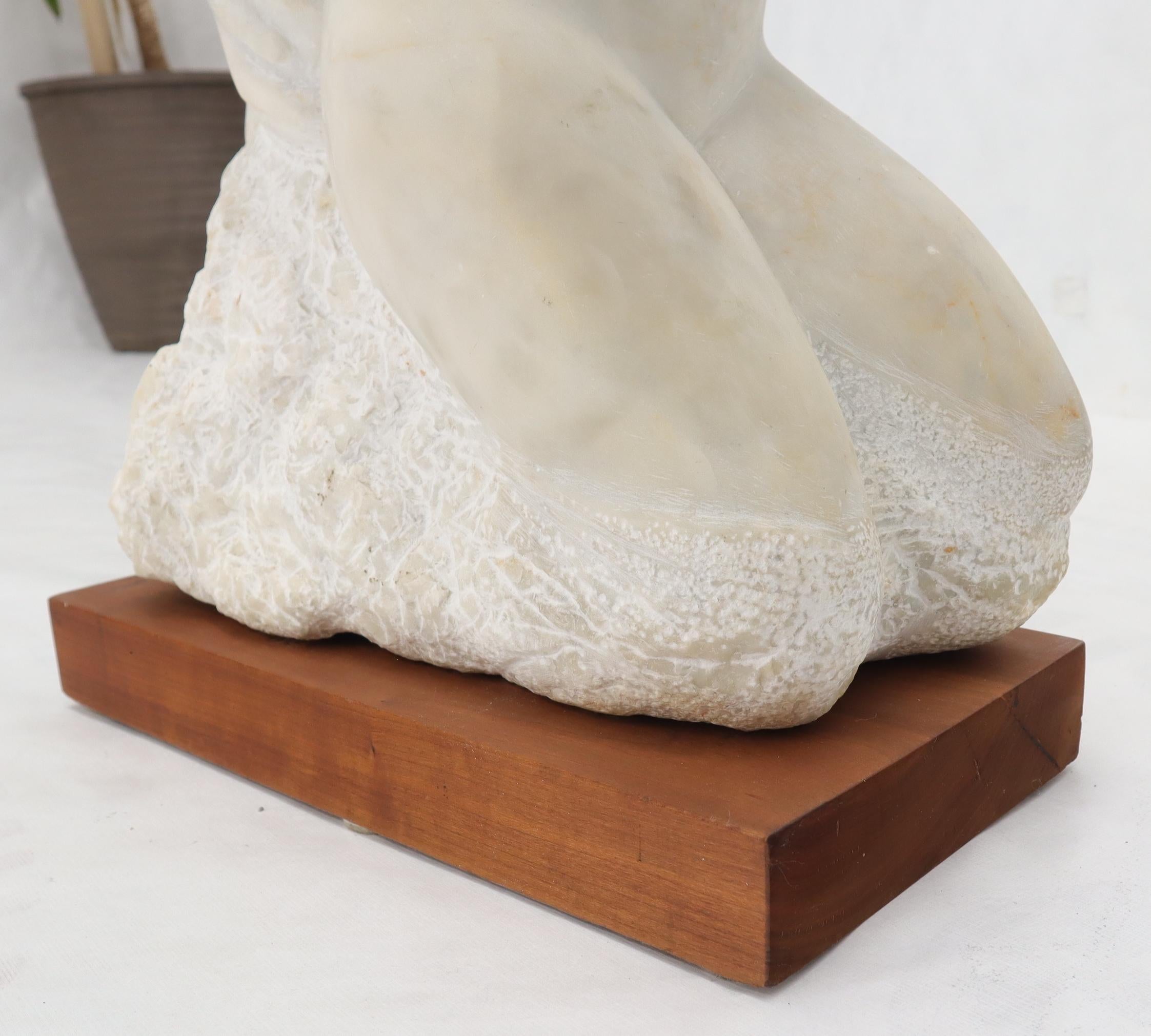 Mid-Century Modern Carved Marble Sculpture on Walnut Base For Sale 1