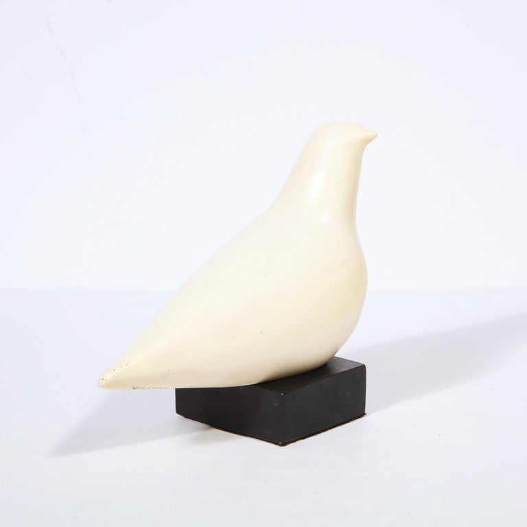 Mid-Century Modern Carved Stone Stylized Dove Sculpture Signed by Cleo Hartwig  5