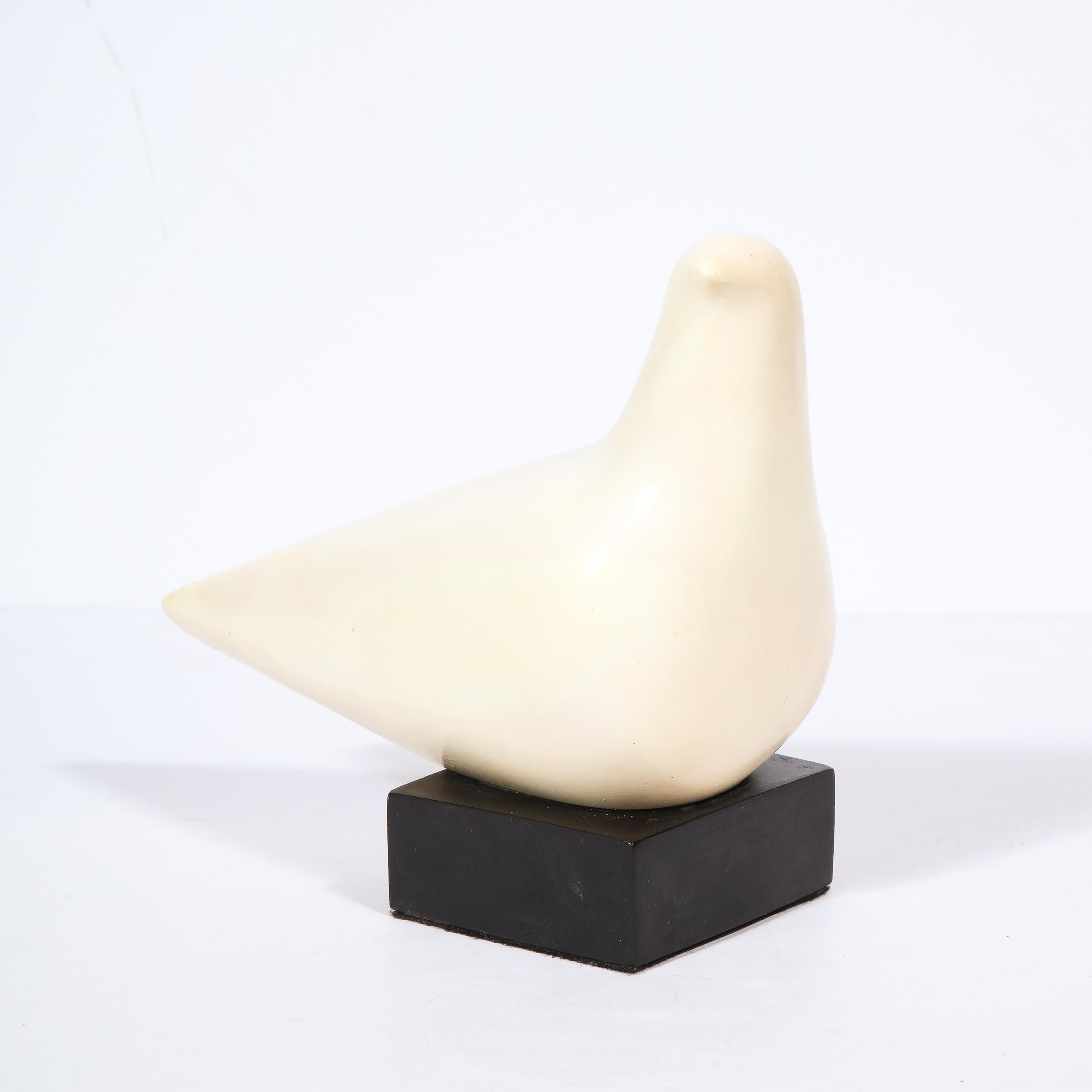 American Mid-Century Modern Carved Stone Stylized Dove Sculpture Signed by Cleo Hartwig