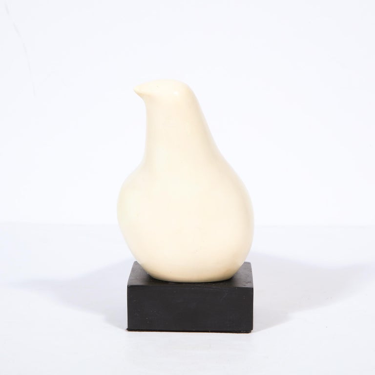 Mid-Century Modern Carved Stone Stylized Dove Sculpture Signed by Cleo Hartwig  In Excellent Condition In New York, NY