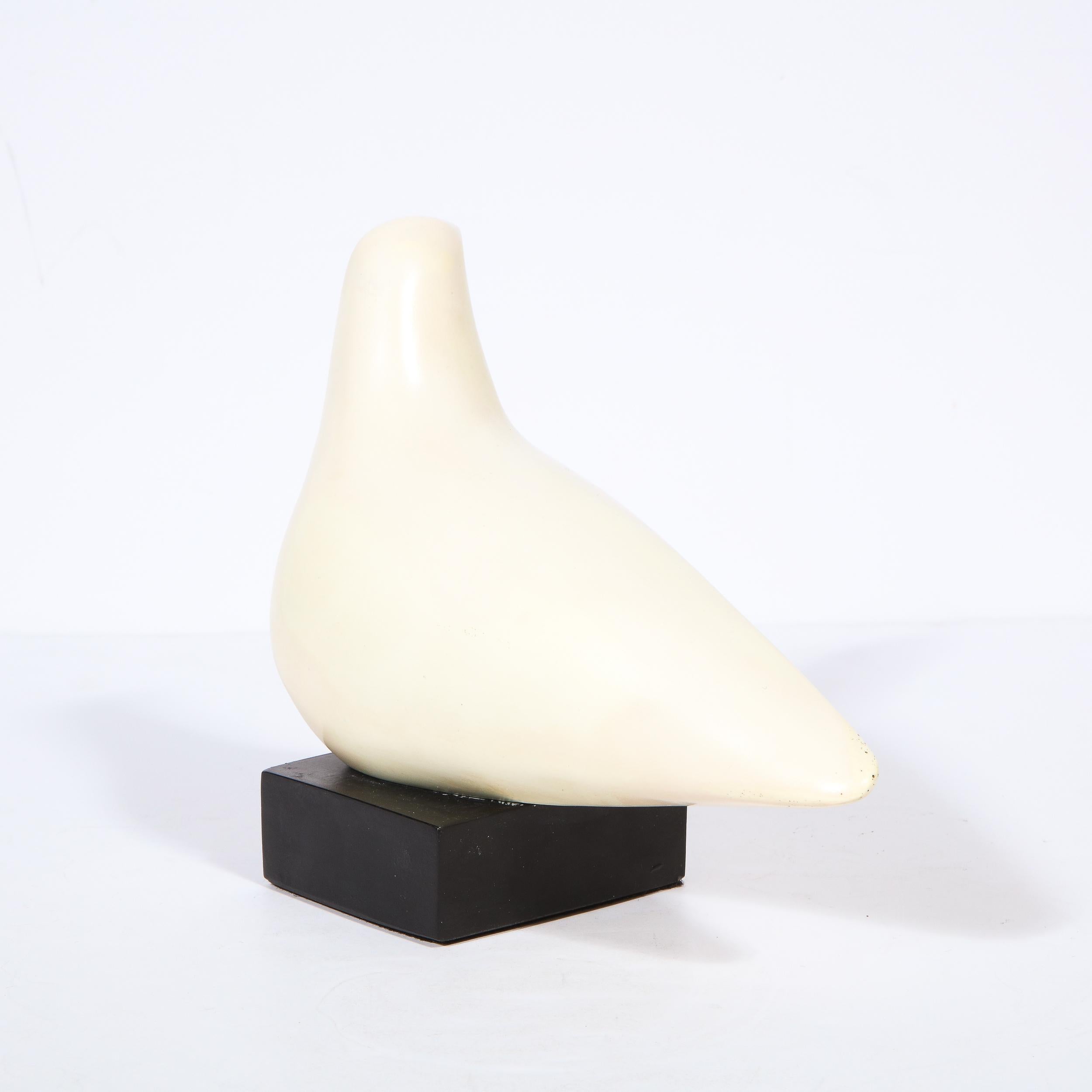 Mid-Century Modern Carved Stone Stylized Dove Sculpture Signed by Cleo Hartwig 1