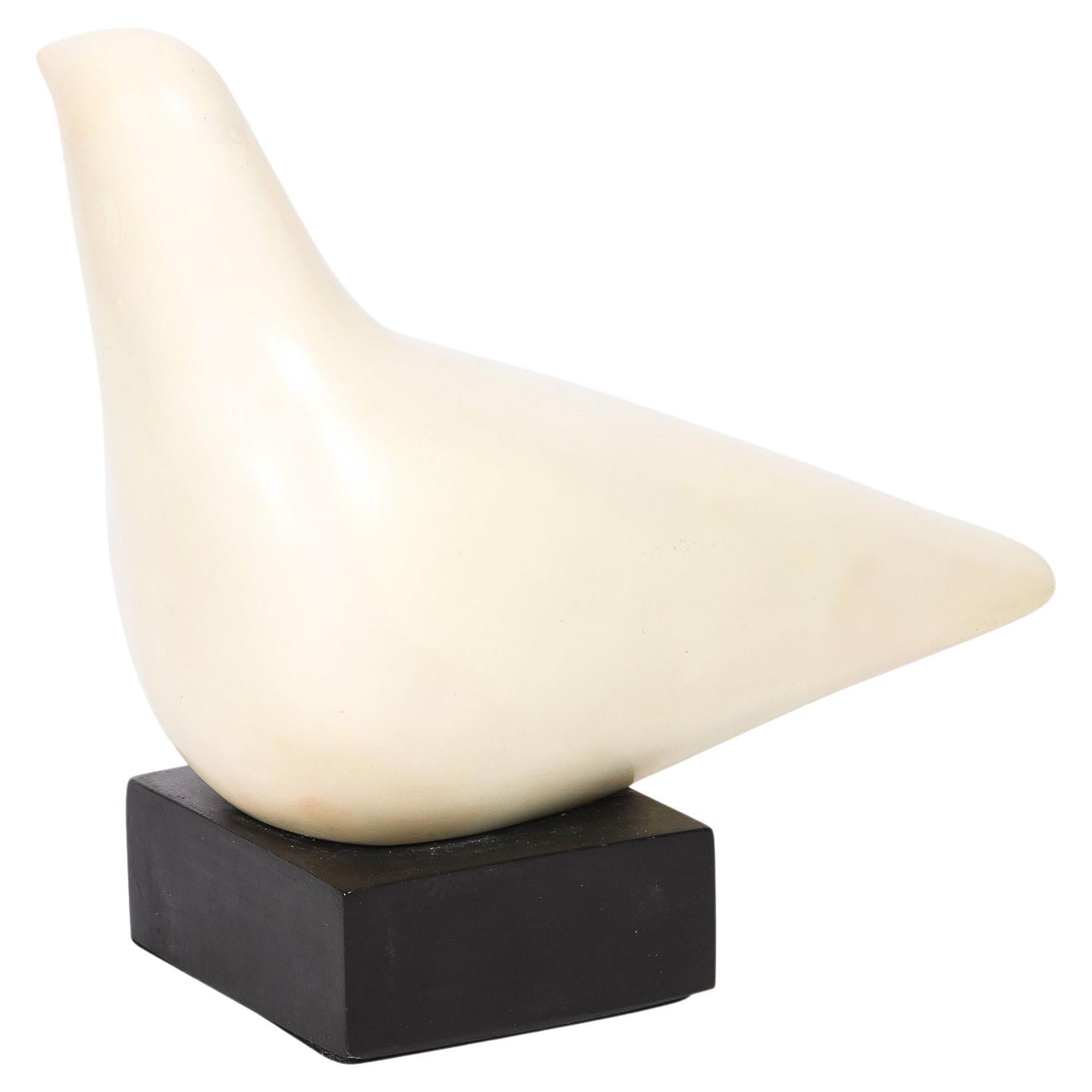 Mid-Century Modern Carved Stone Stylized Dove Sculpture Signed by Cleo Hartwig 