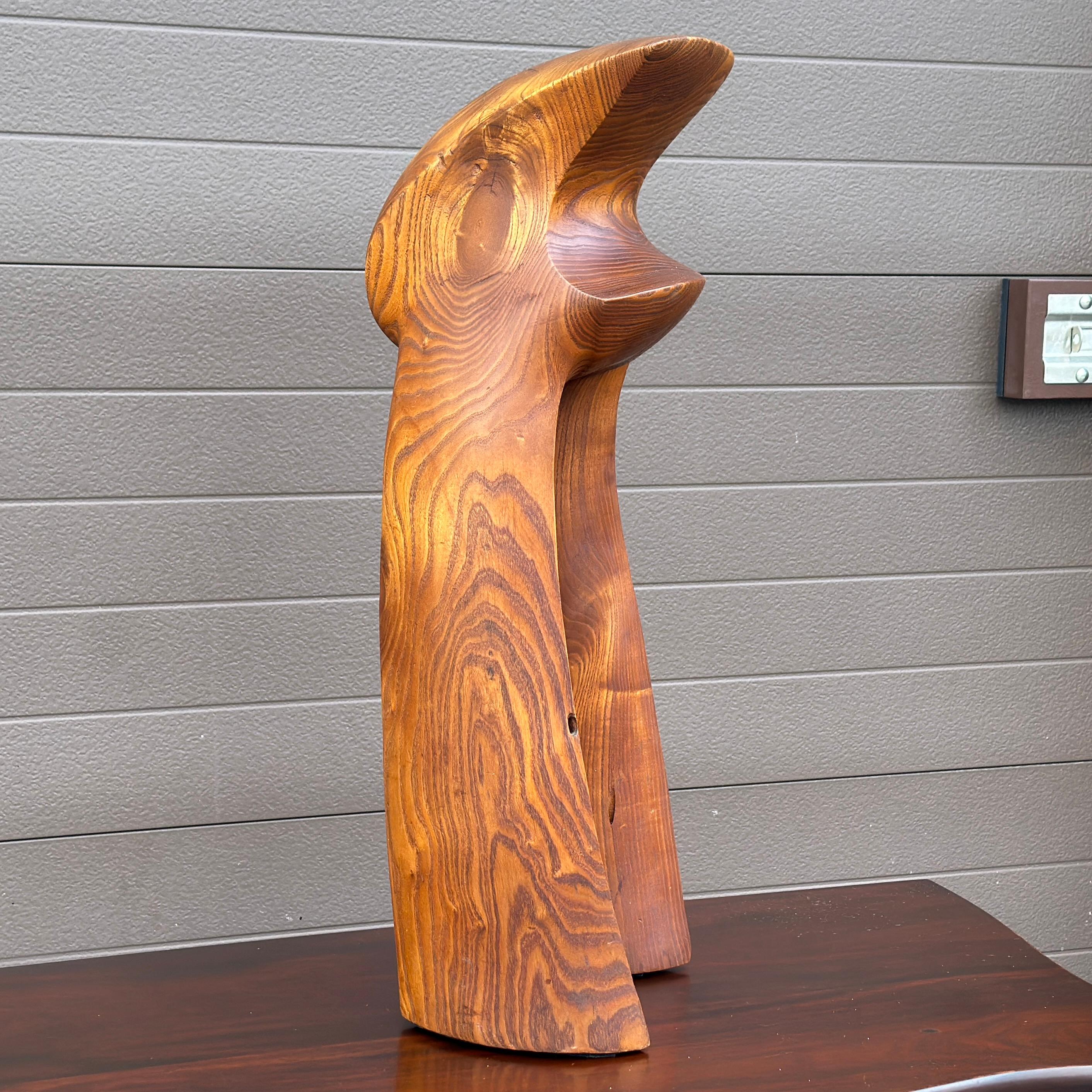 Scultura astratta in legno di wood intagliata in legno di teak della modernità di metà secolo in vendita 3