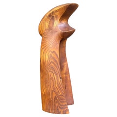 Sculpture abstraite en bois de teck sculpté, moderne du milieu du siècle dernier