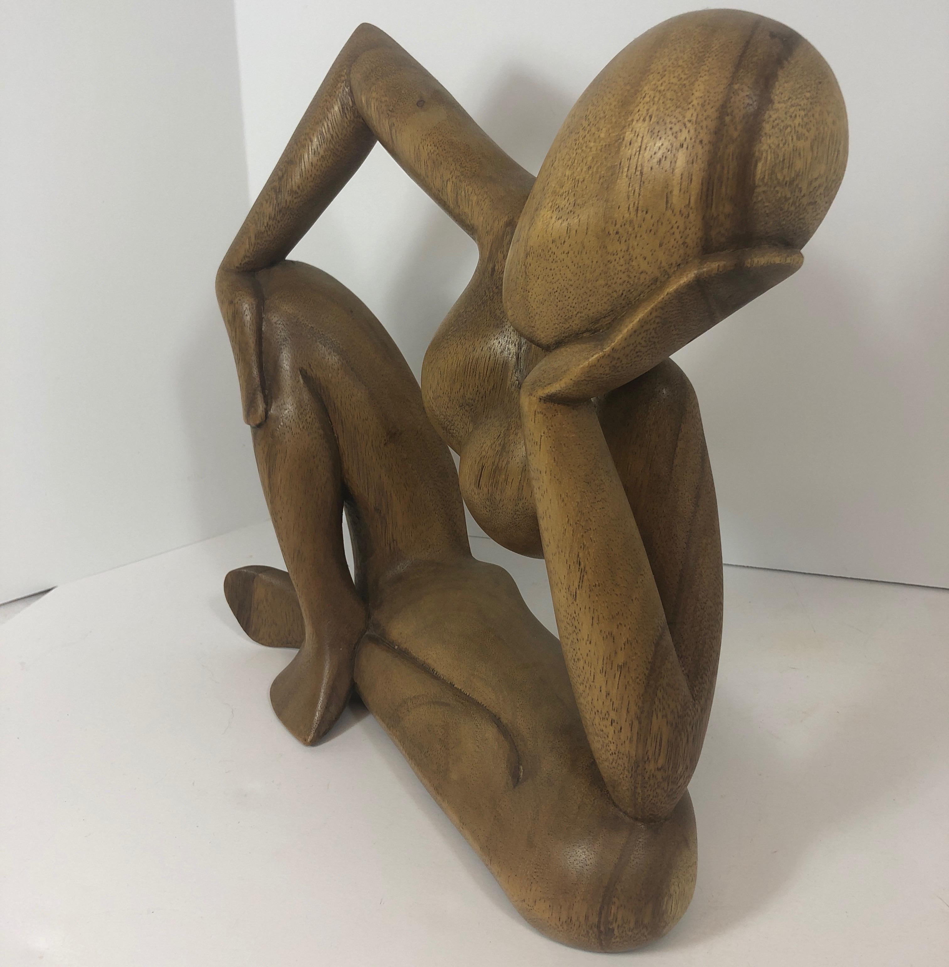 Mid-Century Modern Carved Wood Abstract Sculpture 3