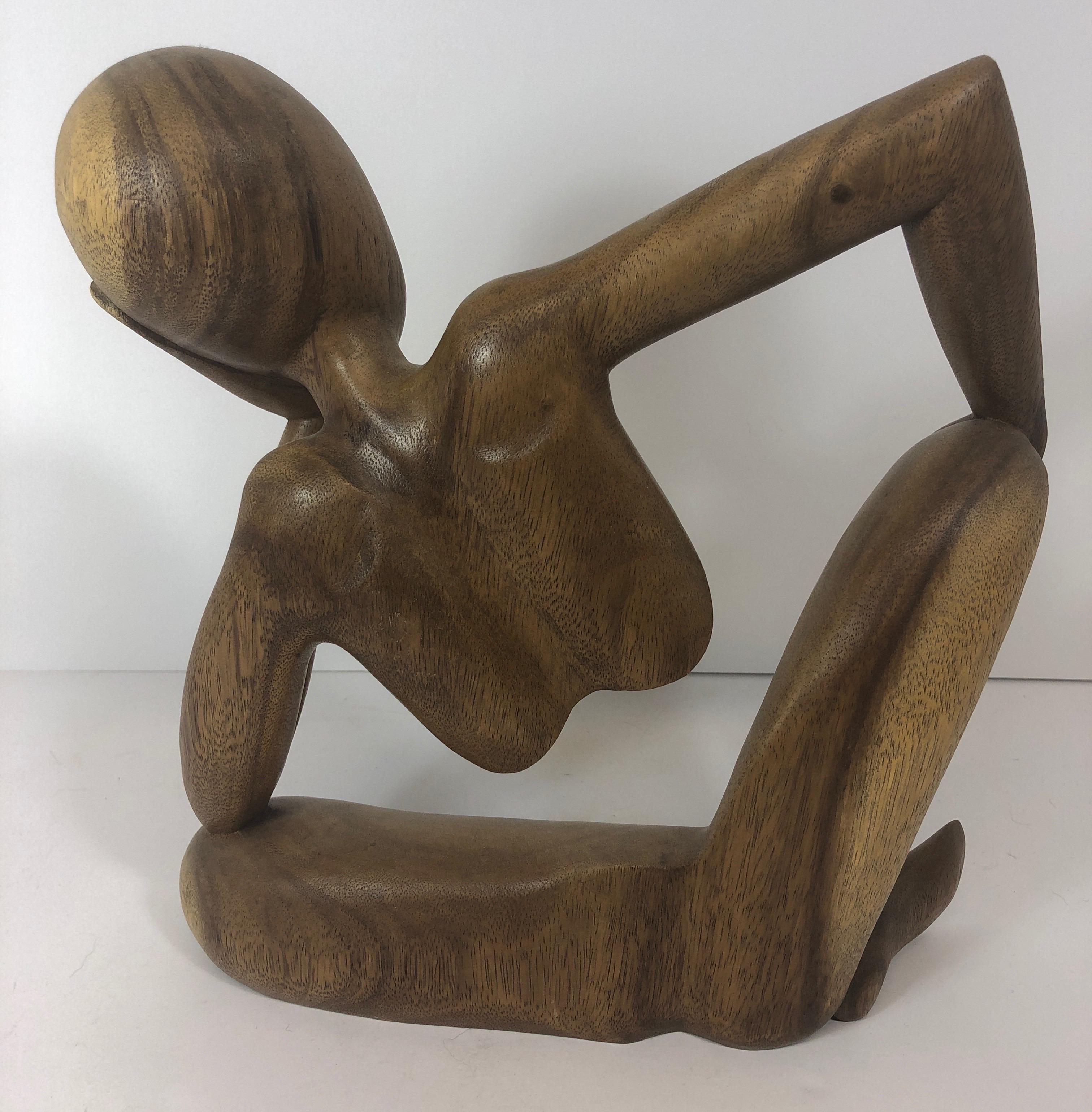 North American Mid-Century Modern Carved Wood Abstract Sculpture