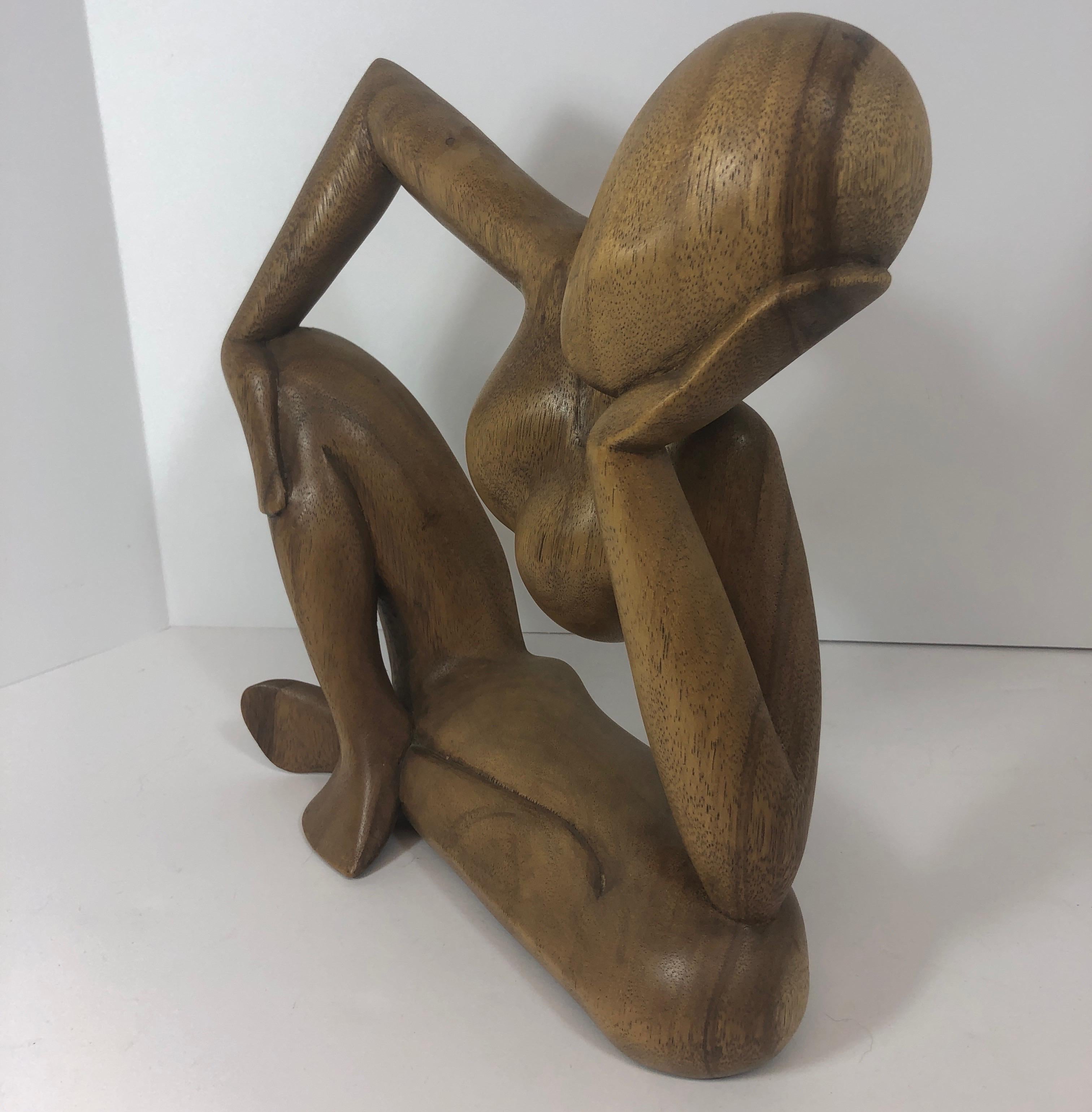 Mid-Century Modern Carved Wood Abstract Sculpture In Good Condition In New York, NY