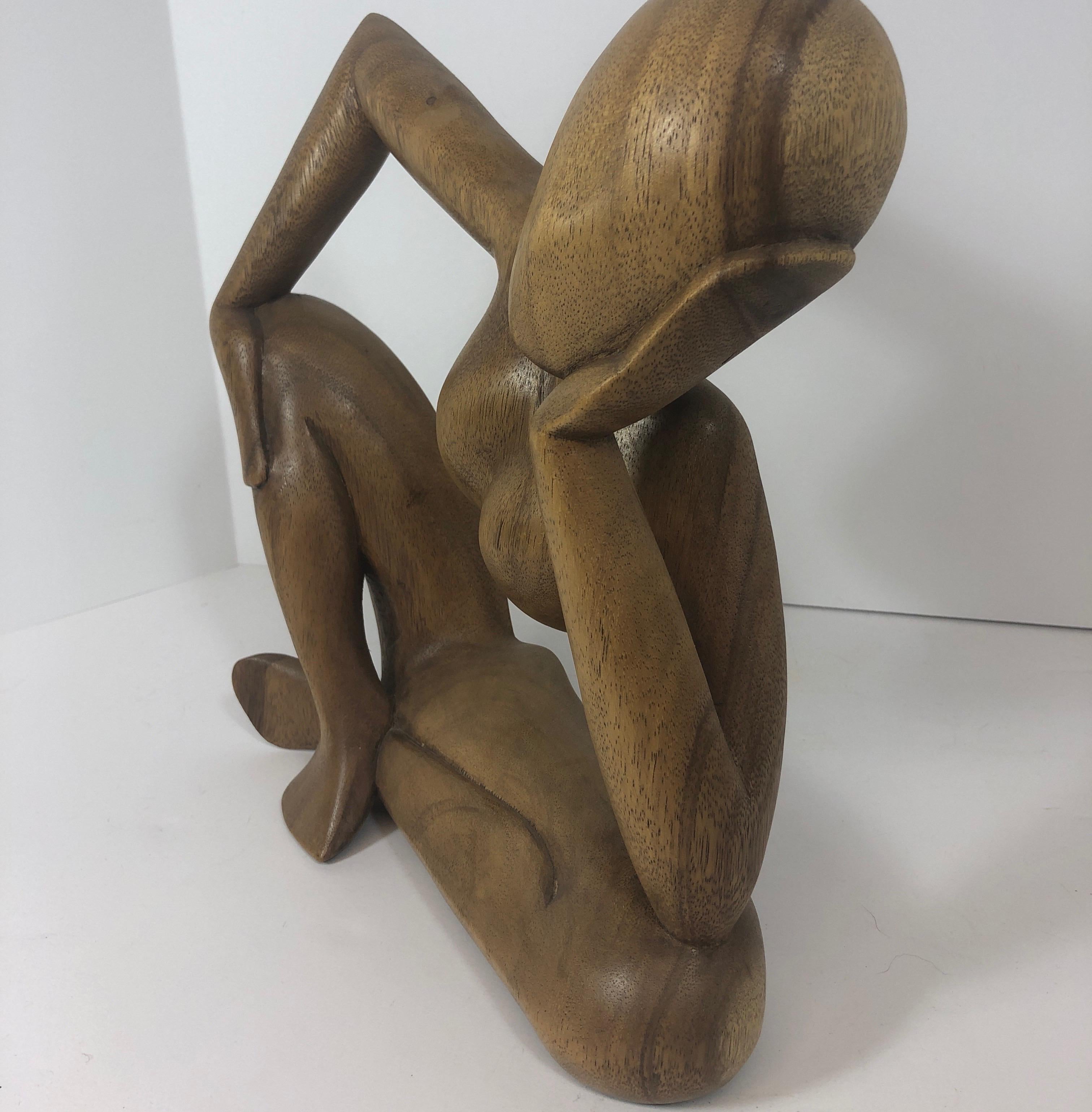 Mid-Century Modern Carved Wood Abstract Sculpture 1