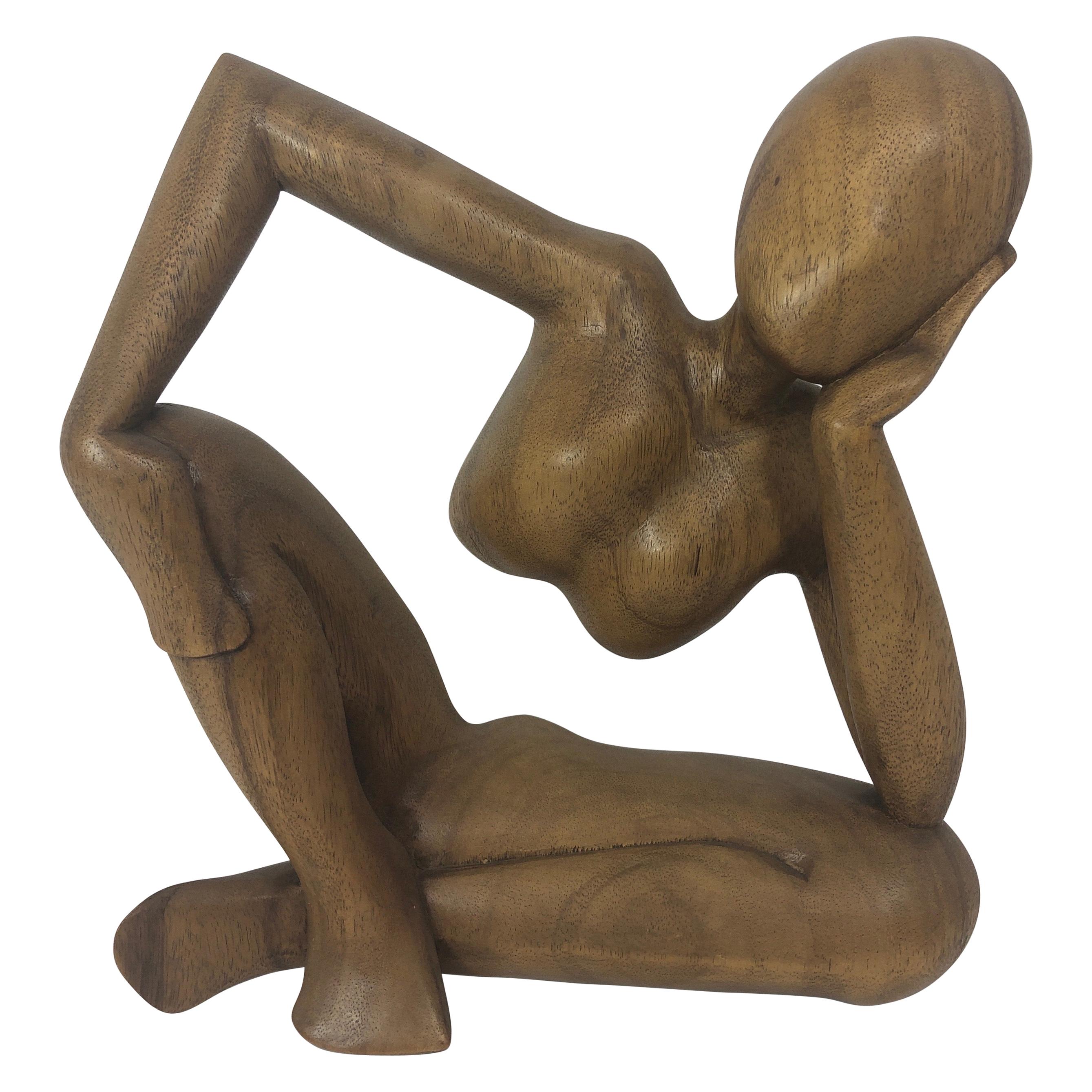 Mid-Century Modern Carved Wood Abstract Sculpture