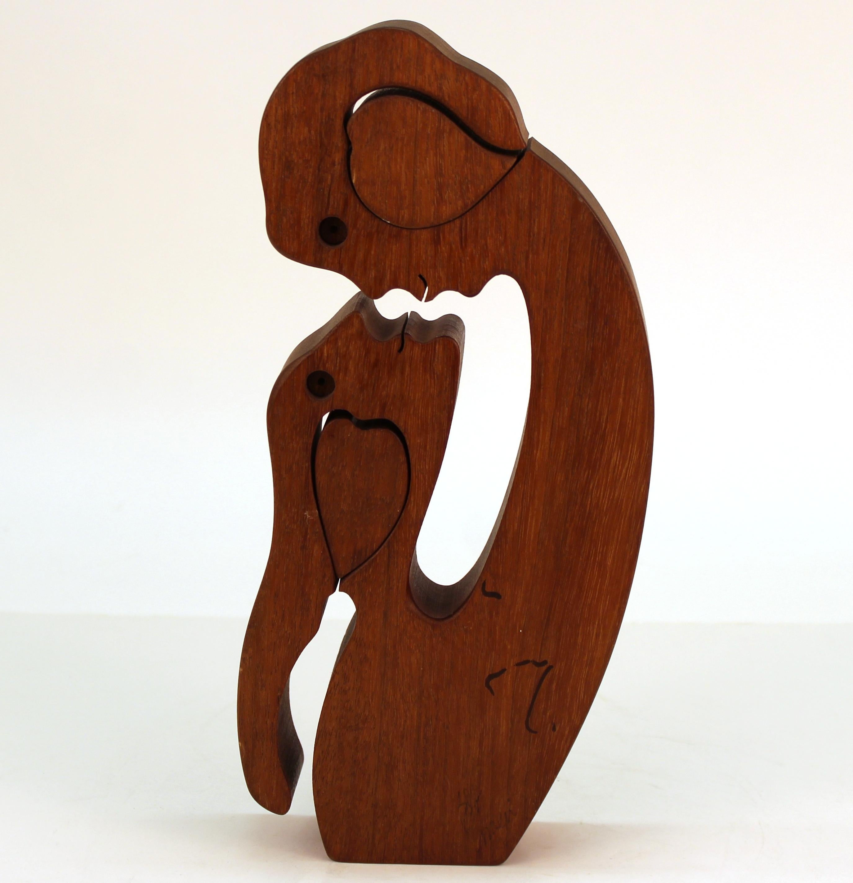 Mid-Century Modern Carved Wood Puzzle Sculpture In Good Condition For Sale In New York, NY