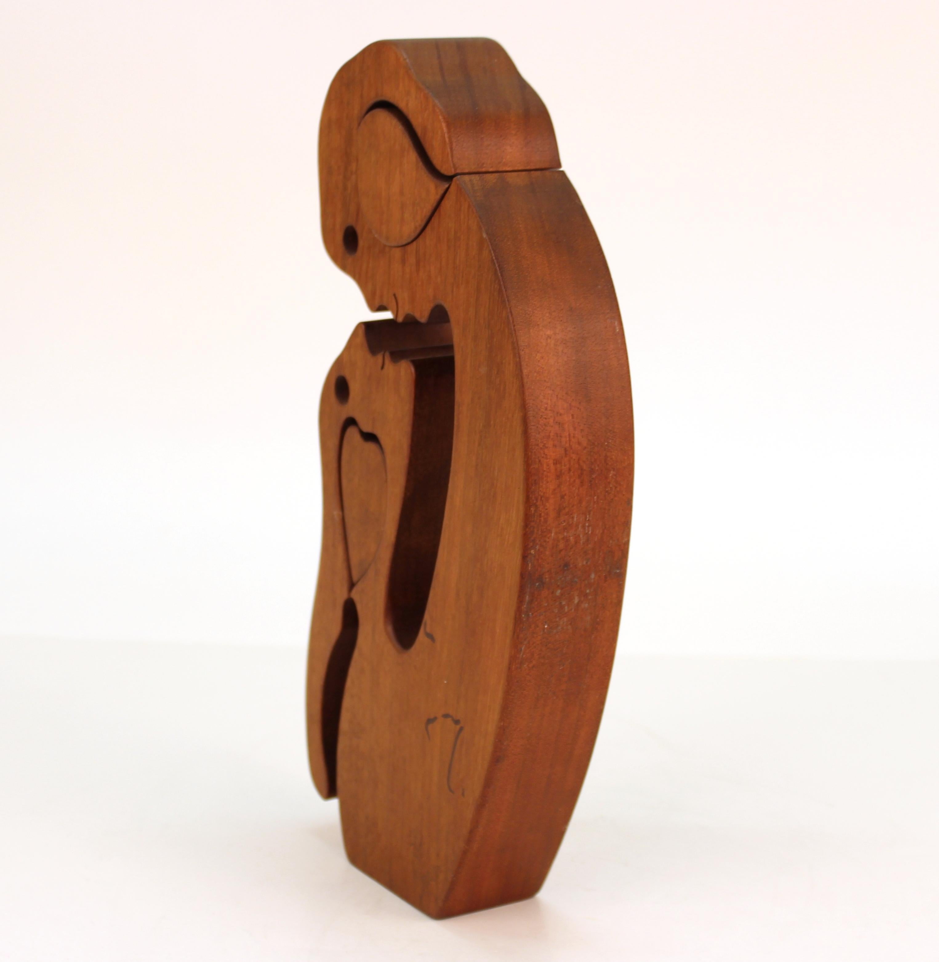Late 20th Century Mid-Century Modern Carved Wood Puzzle Sculpture For Sale