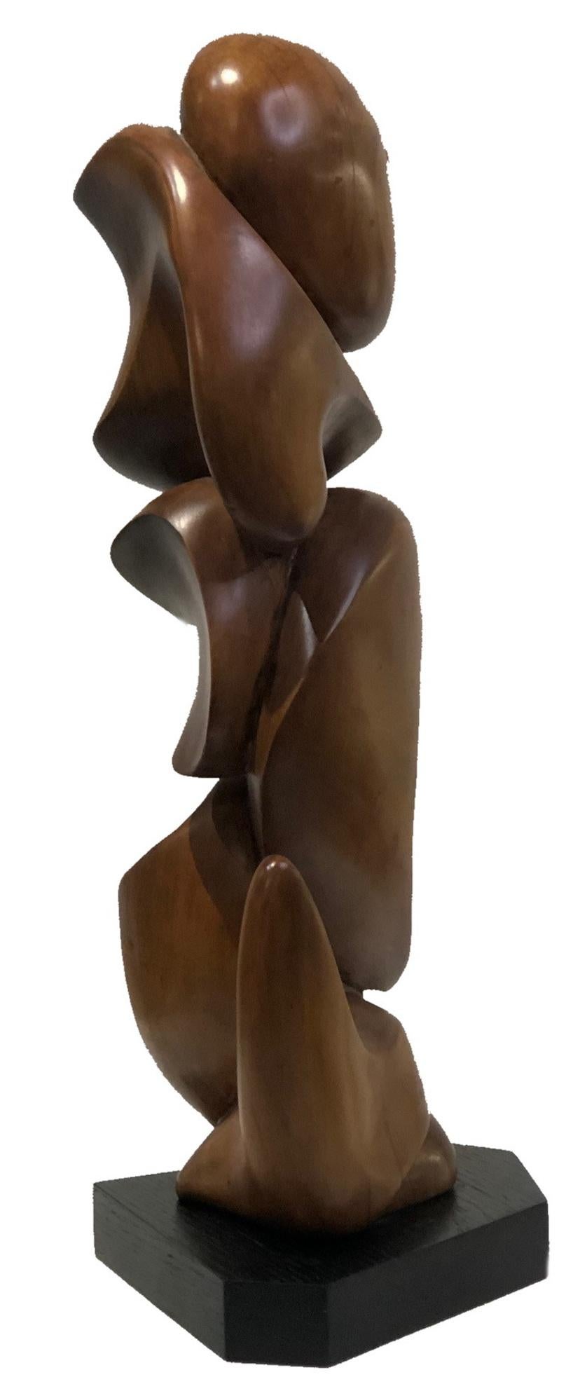 Japanese Mid-Century Modern Carved Wood Sculpture in manner of Takao Kimura, ca. 1960 For Sale