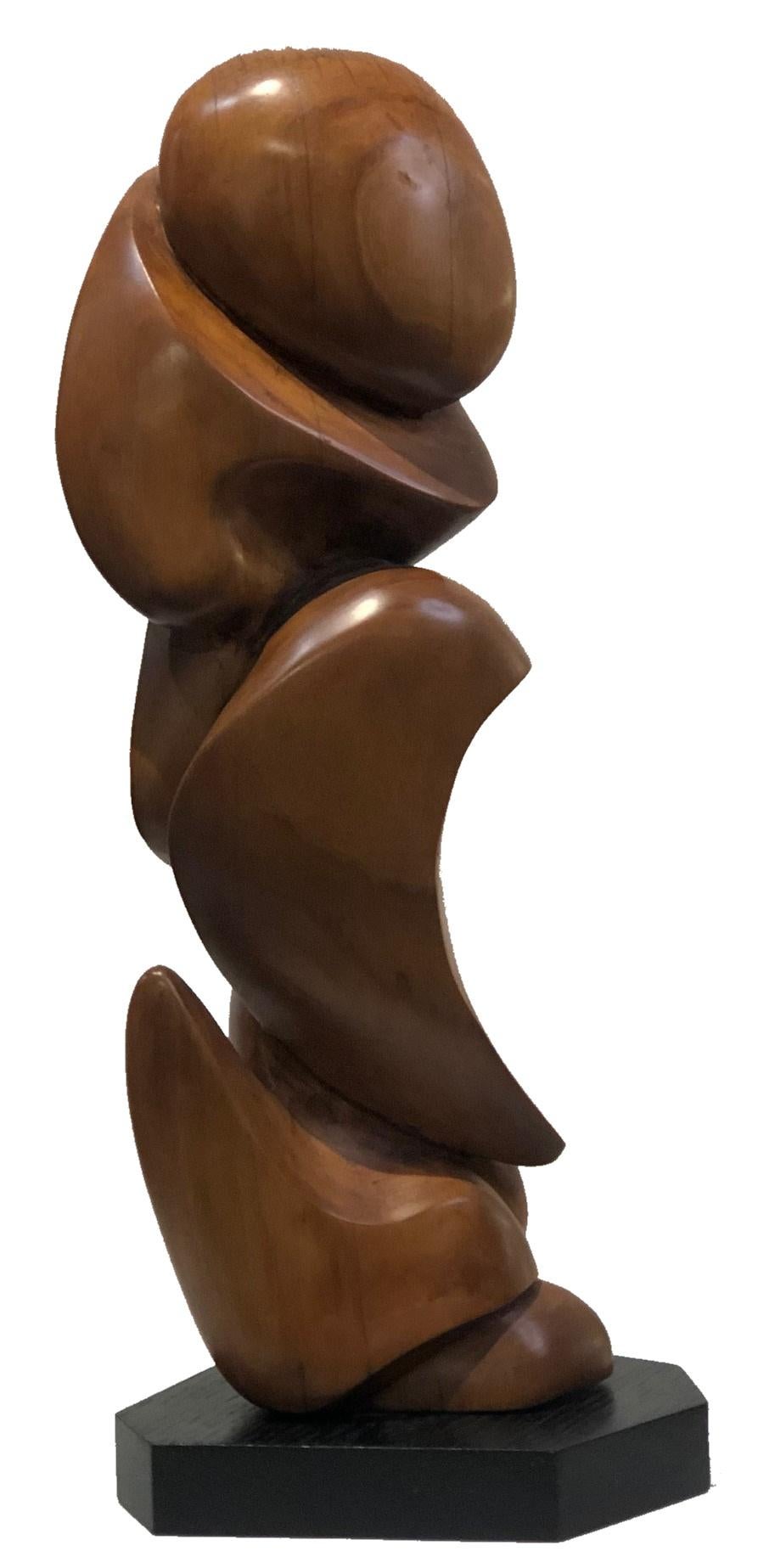 Mid-Century Modern Carved Wood Sculpture in manner of Takao Kimura, ca. 1960 In Good Condition For Sale In New York, NY