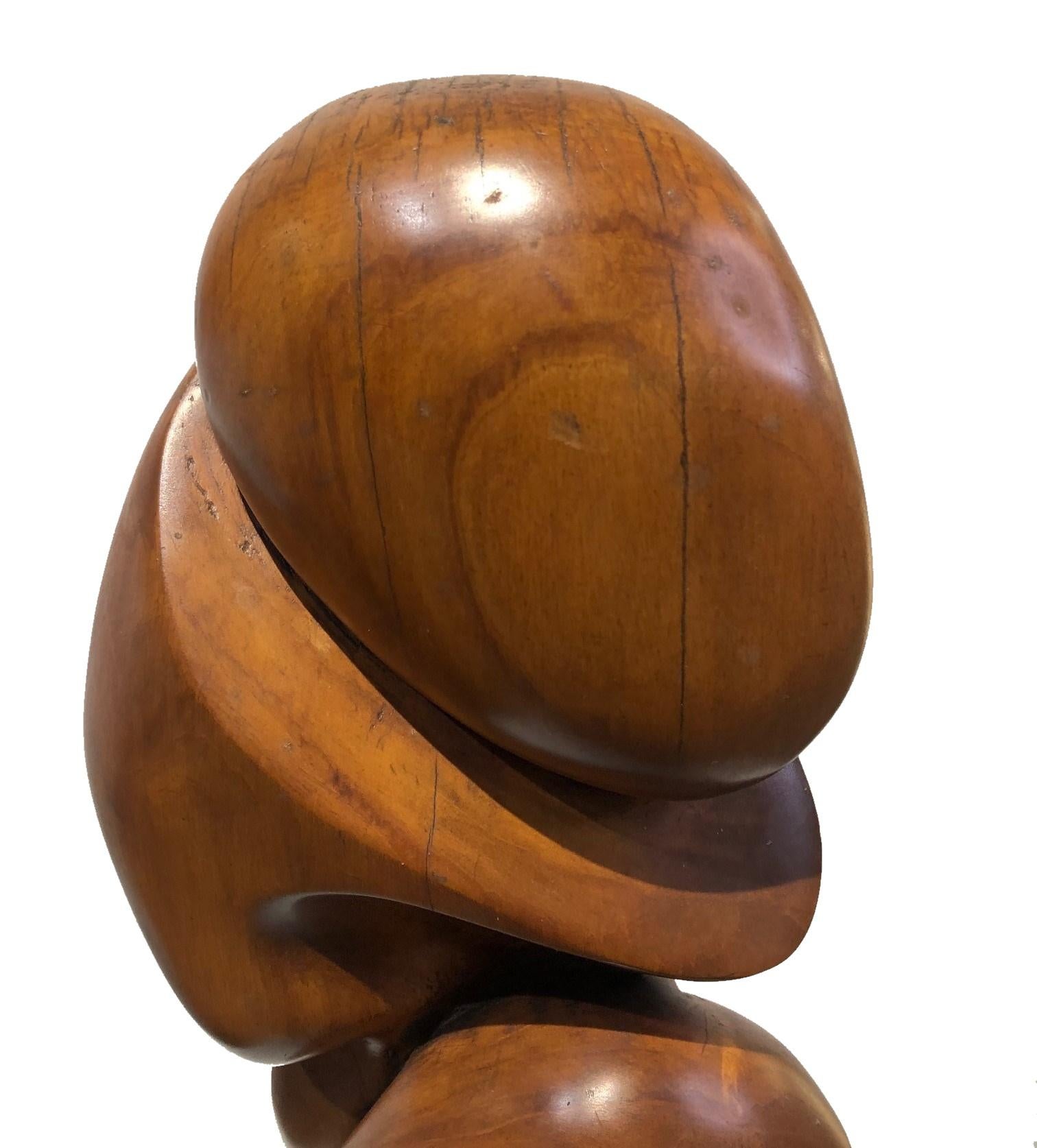 Mid-Century Modern Carved Wood Sculpture in manner of Takao Kimura, ca. 1960 For Sale 1
