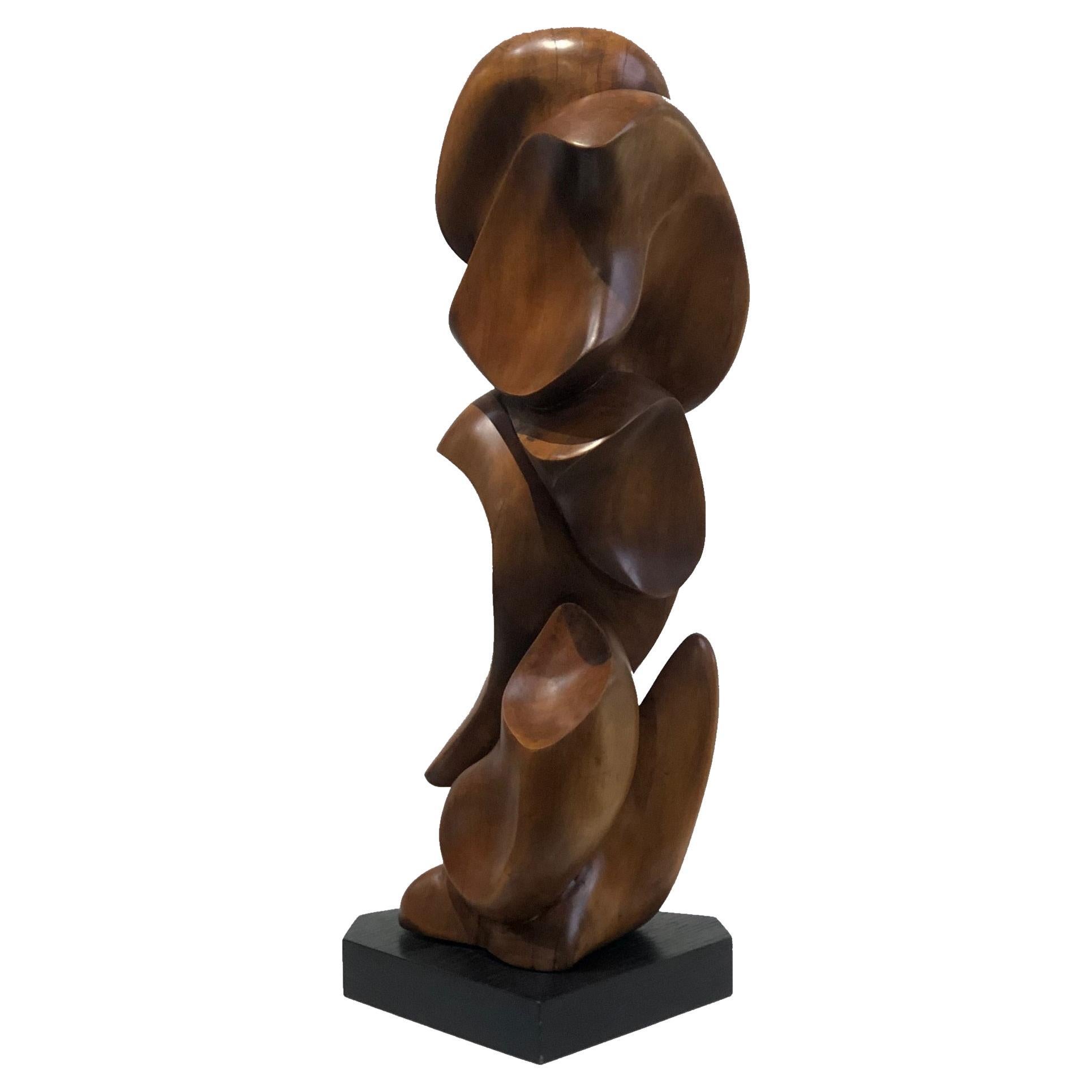 Mid-Century Modern Carved Wood Sculpture in manner of Takao Kimura, ca. 1960 For Sale