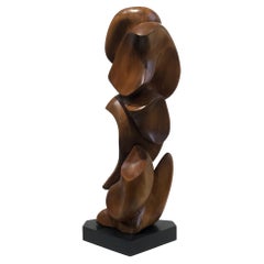 Vintage Mid-Century Modern Carved Wood Sculpture in manner of Takao Kimura, ca. 1960