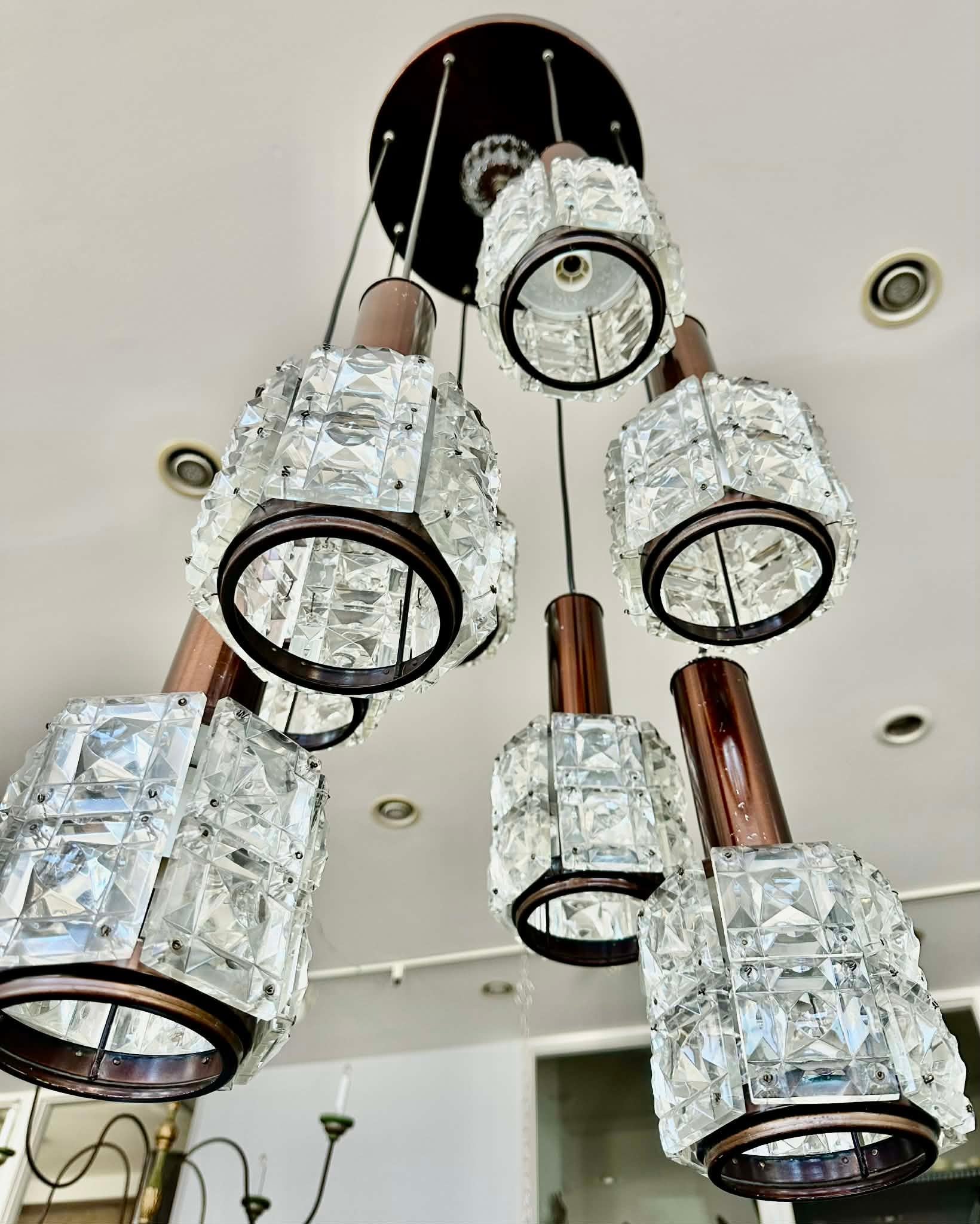 Italiano Lampadario a cascata moderno di metà secolo in vendita