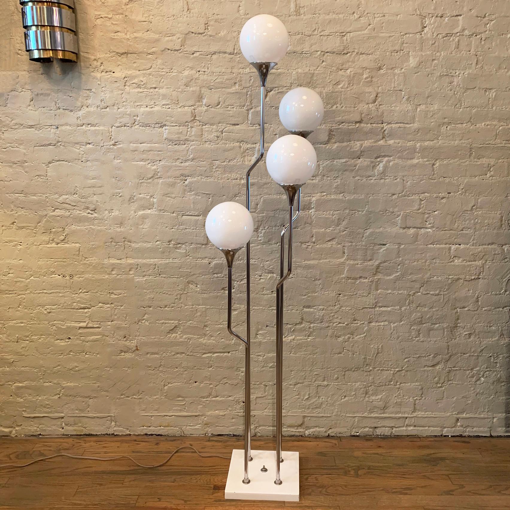 American Mid-Century Modern Cascading Multi-Bulb Chrome Floor Lamp