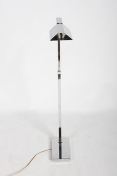 Mid-Century Modern Casella Chrome Adjustable Pharmacy Floor Reading Lamp
