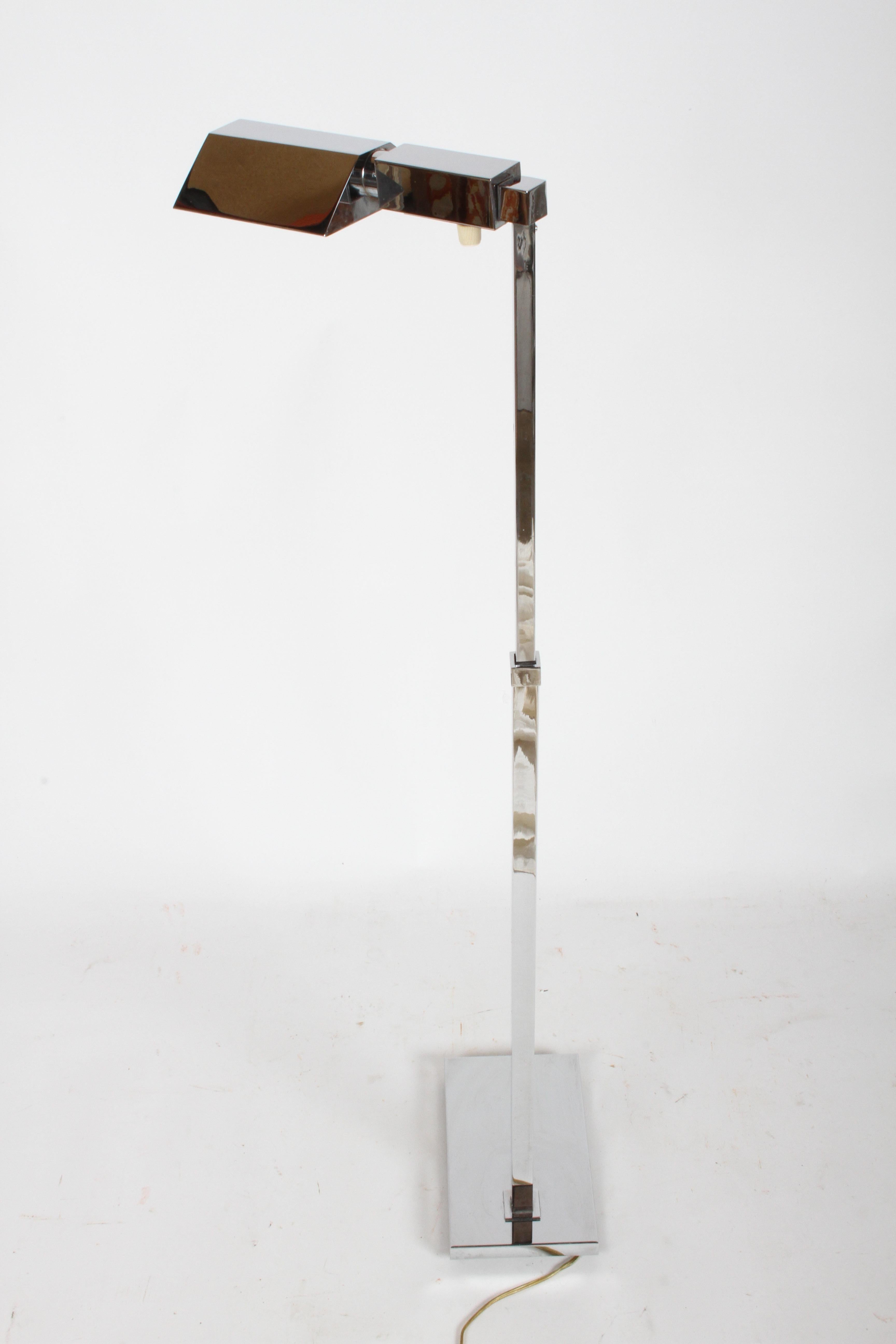 Mid-20th Century Mid-Century Modern Casella Chrome Adjustable Pharmacy Floor Reading Lamp For Sale