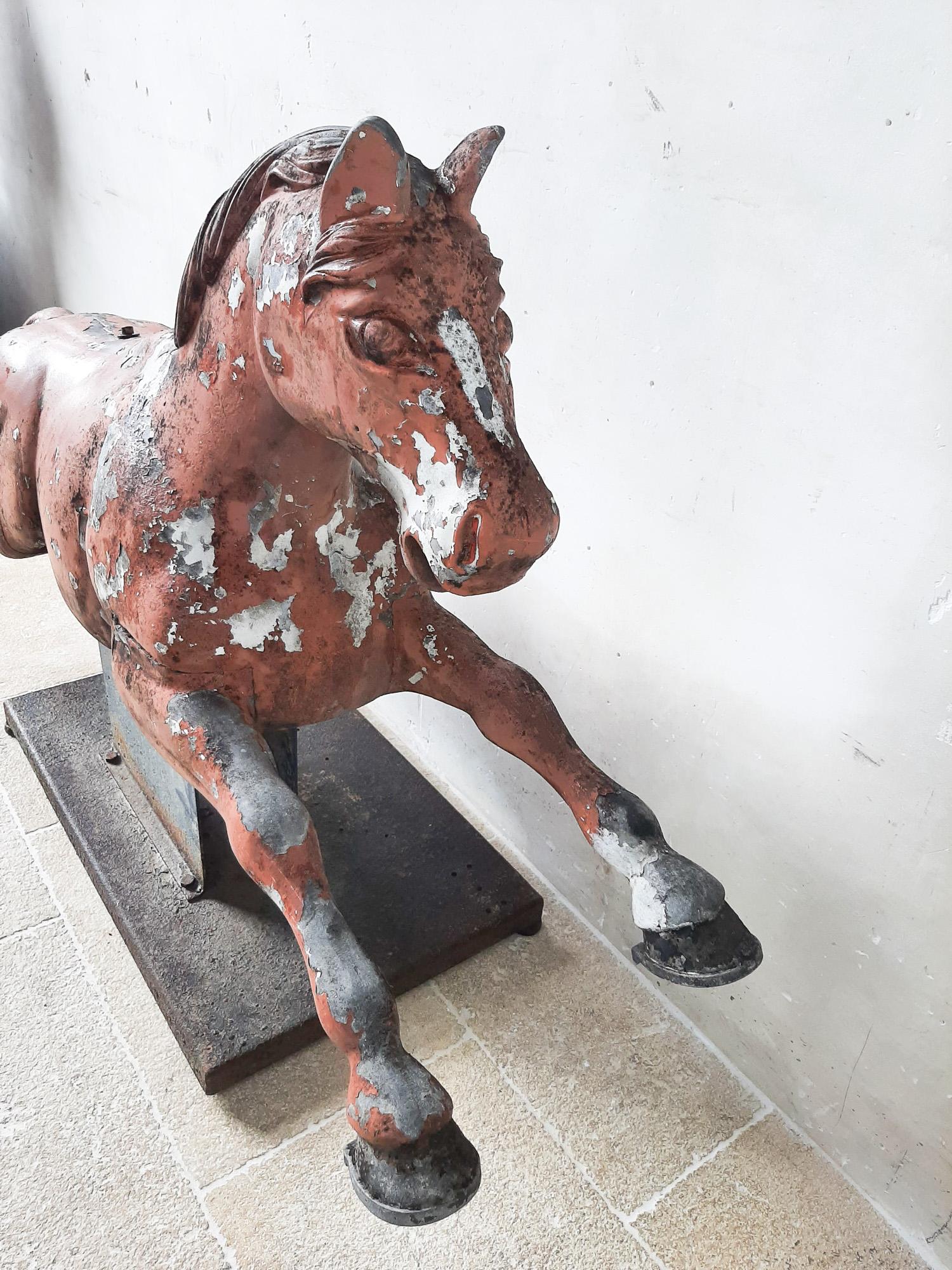 Mid-Century Modern Cast Aluminum Fairground Horse Sculpture For Sale 5