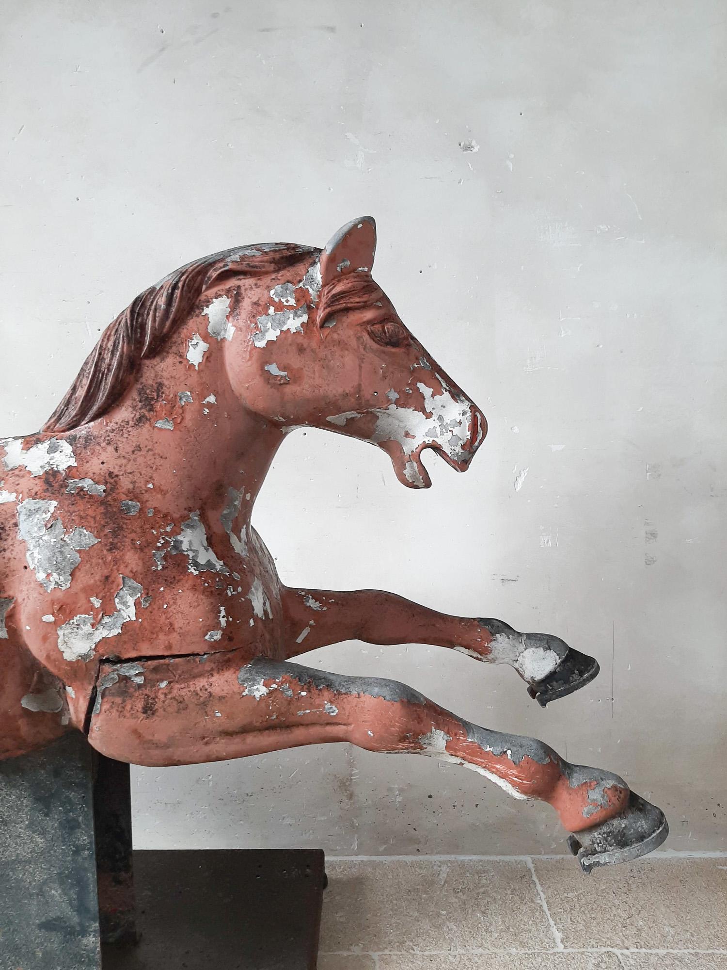 Mid-Century Modern Cast Aluminum Fairground Horse Sculpture For Sale 1