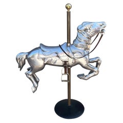 Scultura di cavallo da carosello in fusione di alluminio moderna di metà secolo, Worlds Fair