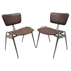 Mid Century Modern Cast Aluminum Stacking Side Chairs by Crucible (D) - a Pair