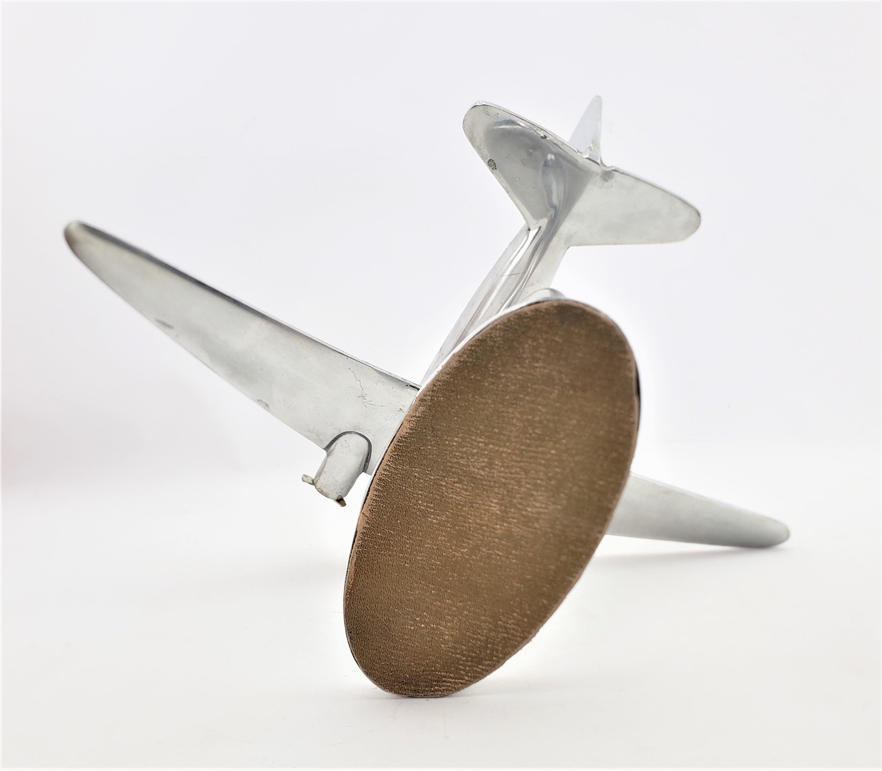 Mid-Century Modern Cast Aluminum Stylized Airplane Model or Sculpture & Stand 1