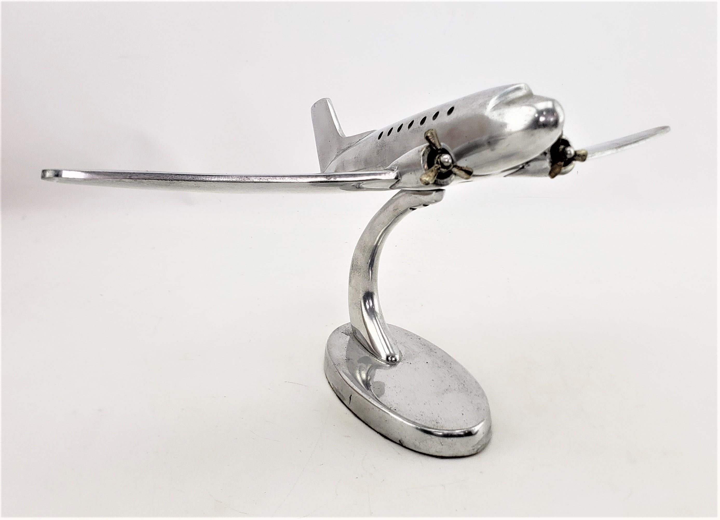 Mid-Century Modern Cast Aluminum Stylized Airplane Model or Sculpture & Stand 2