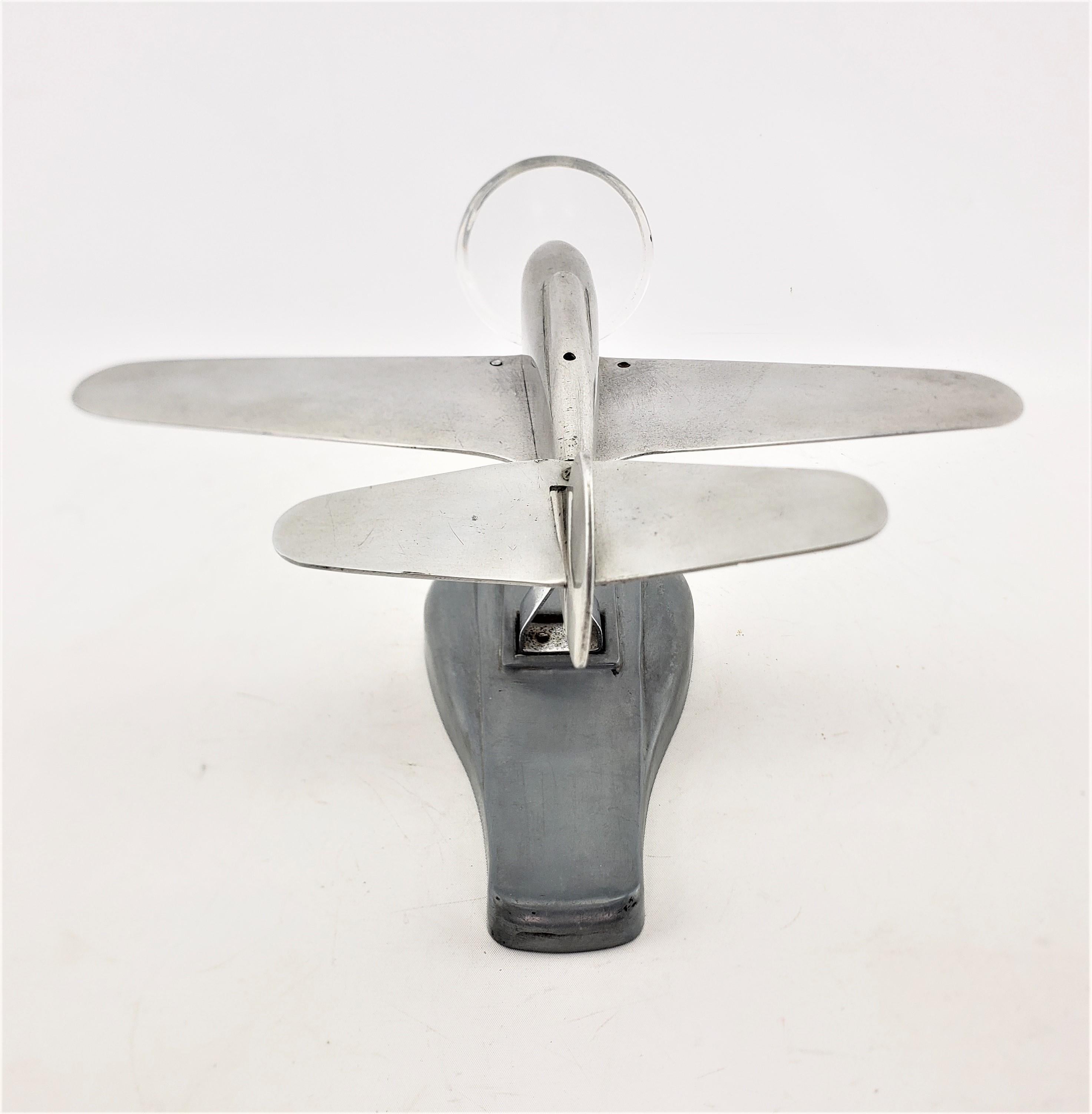 American Mid-Century Modern Cast Aluminum Stylized Airplane Model or Sculpture & Stand For Sale