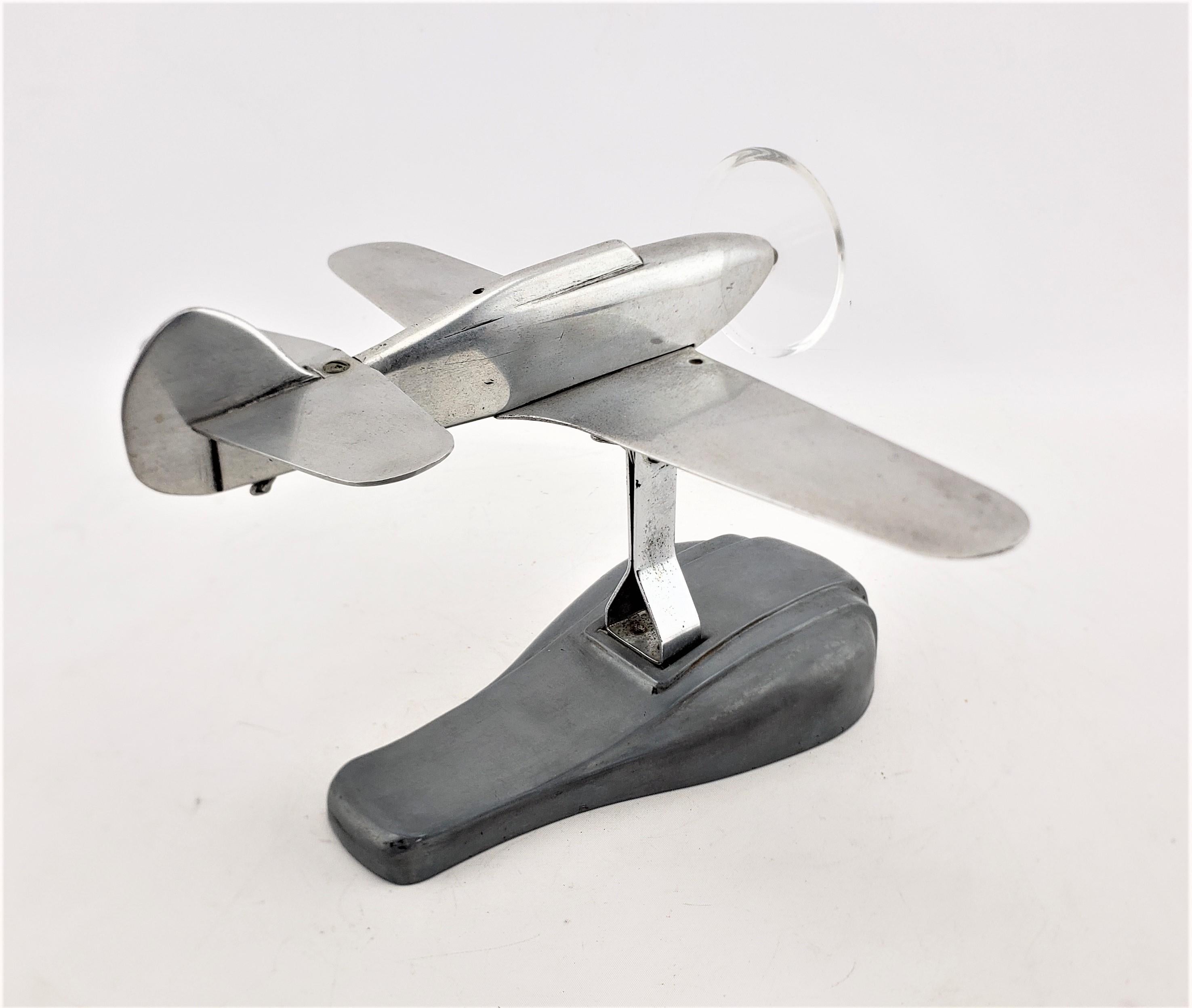 Mid-Century Modern Cast Aluminum Stylized Airplane Model or Sculpture & Stand In Good Condition For Sale In Hamilton, Ontario